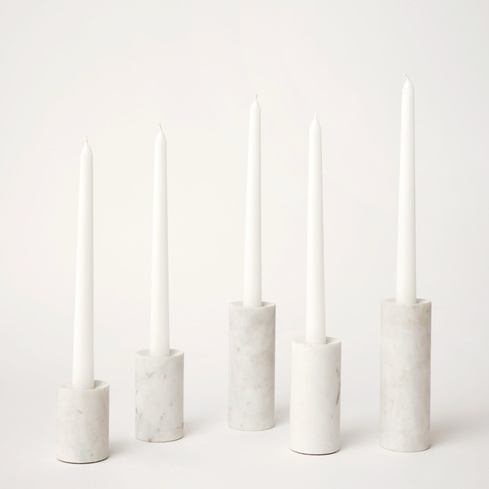 Sferra Candelara Marble Taper Holder Set with White Candles
