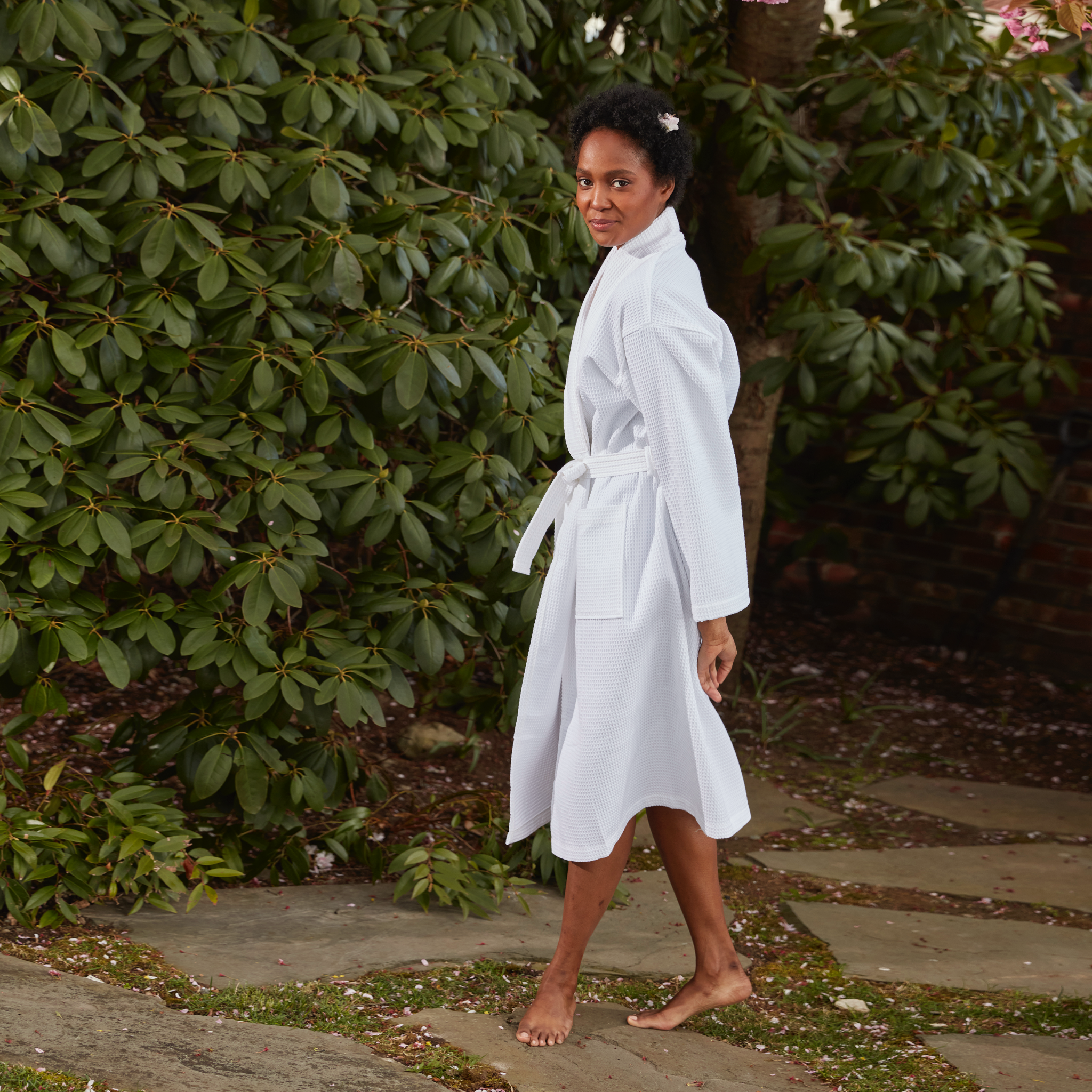 white company ladies dressing gowns Organic Cotton Stripe Robe | New In Nightwear