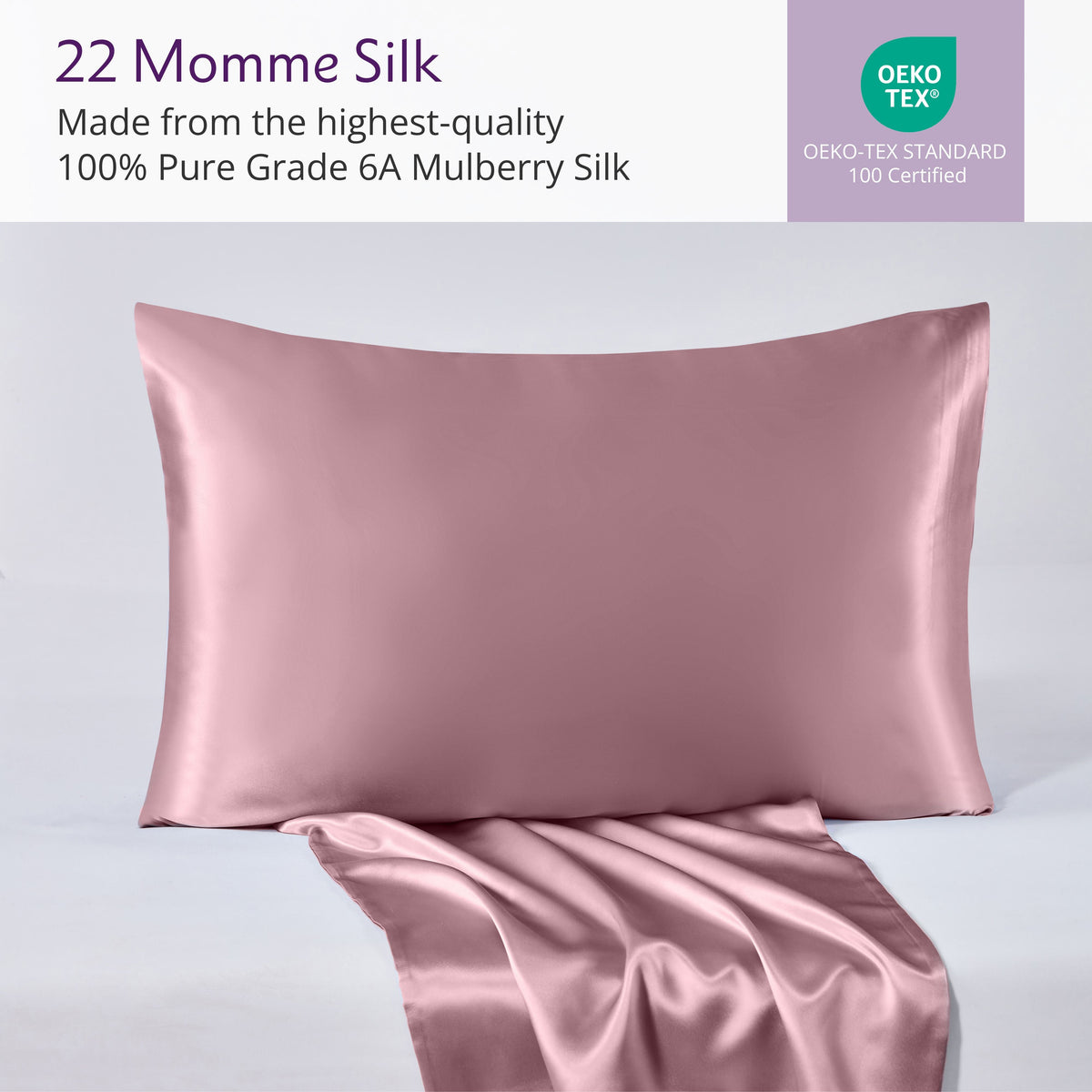 22 Momme Mulberry Silk Pillowcase – 100% Pure Silk Ultra-Soft Luxurious Pillowcase for Hair & Skin