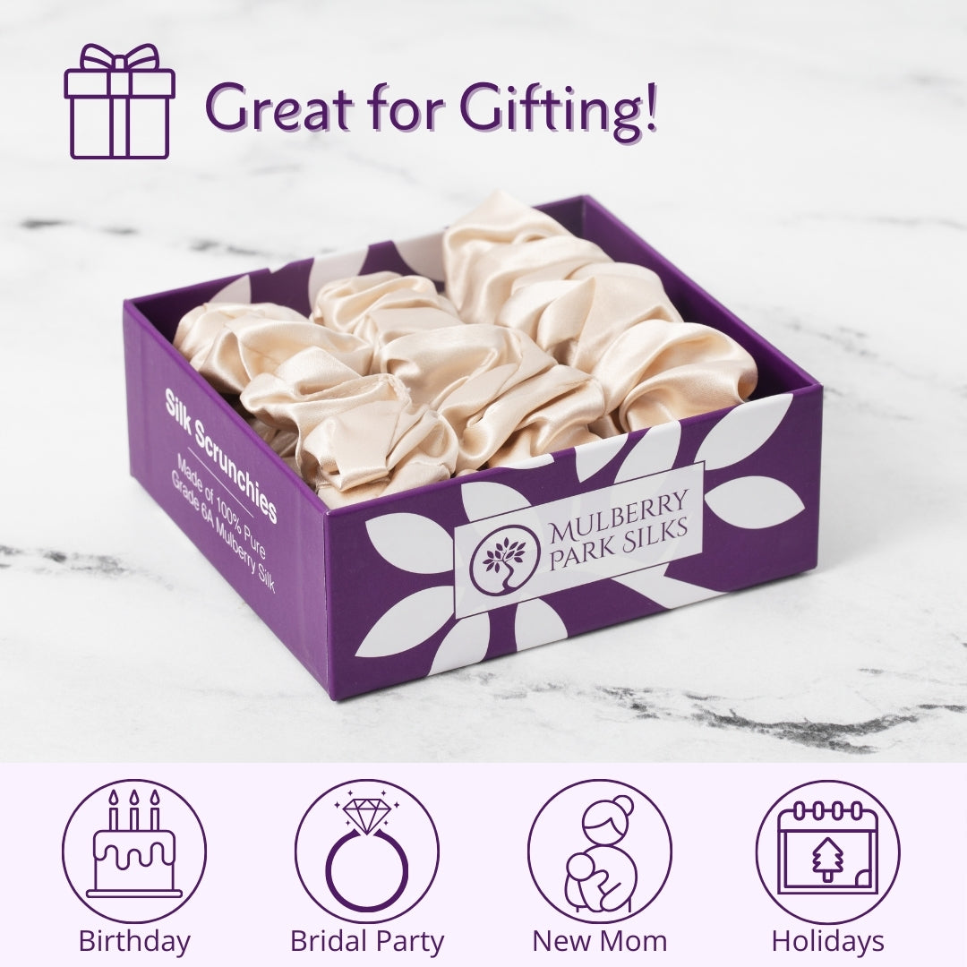 Mulberry Park Silks Pure Silk Scrunchies - Sand