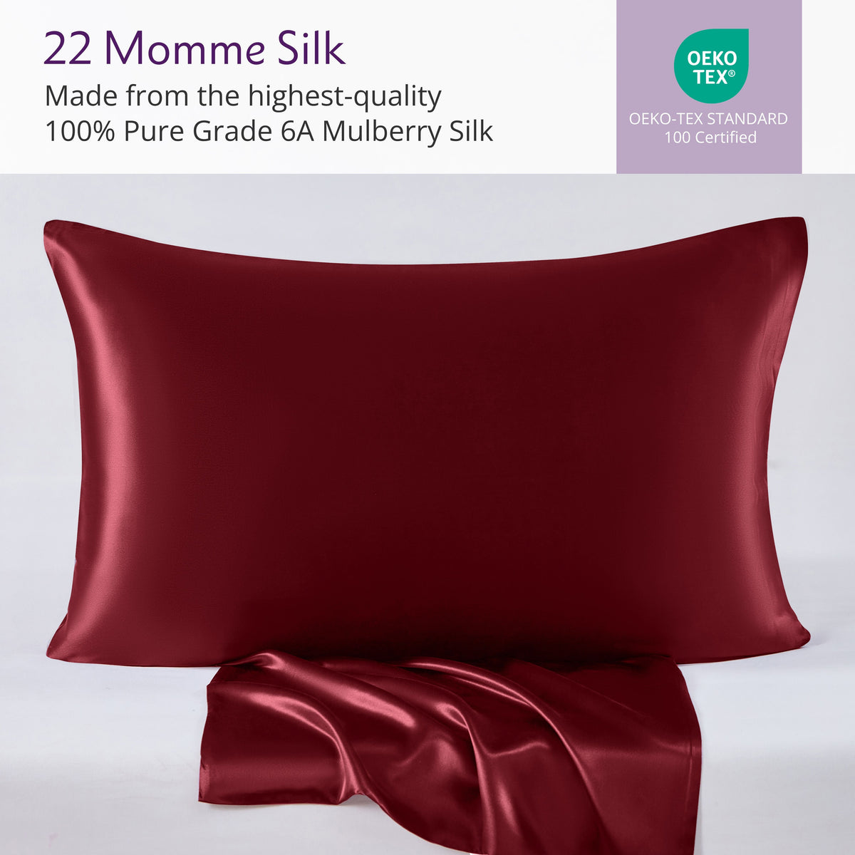 22 Momme Mulberry Silk Pillowcase – 100% Pure Silk Ultra-Soft Luxurious Pillowcase for Hair & Skin