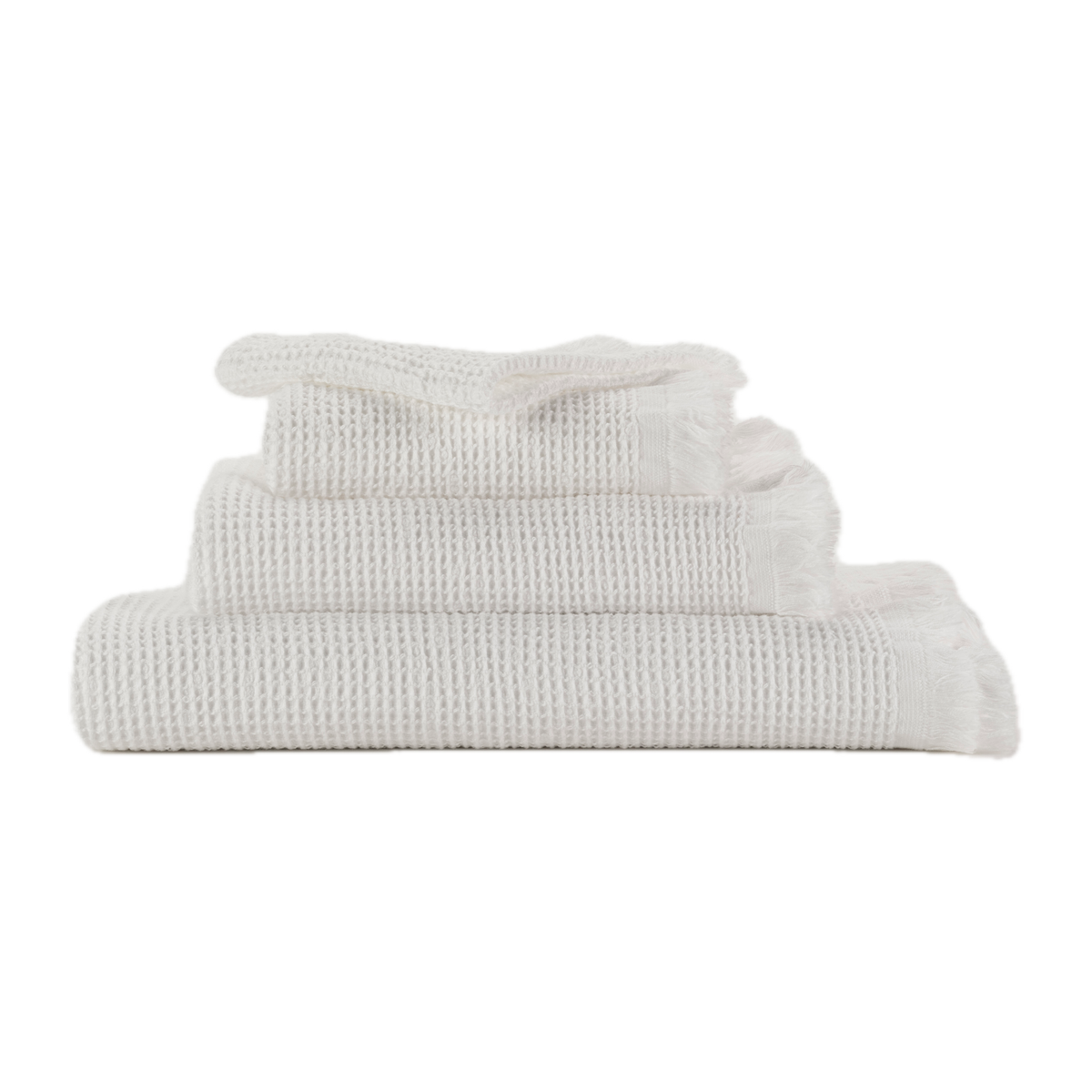 Stack of Abyss Bees Bath Towels in White (100) Color