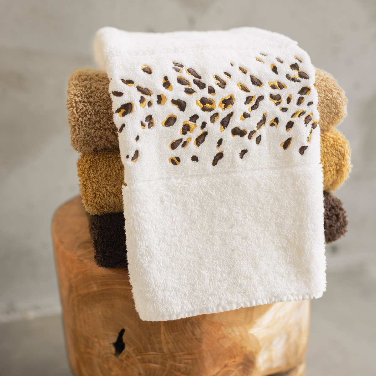 Lifestyle Image of Abyss Bengale Hand Towels in Gold Color