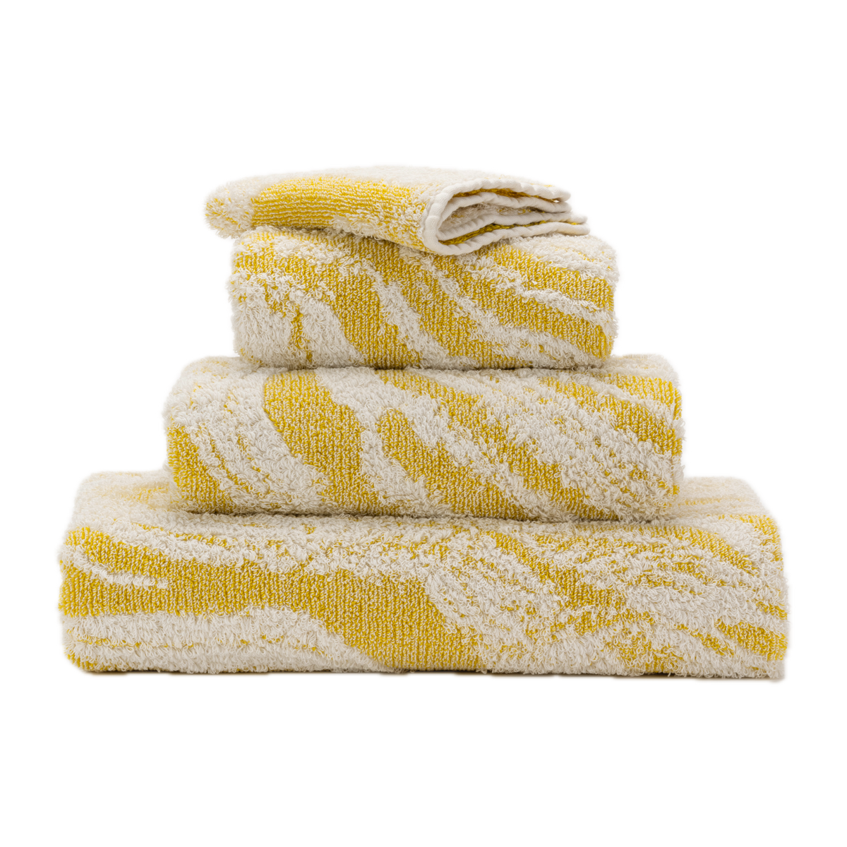 Stack of Abyss Fogo Bath Towels in Yuzu Color