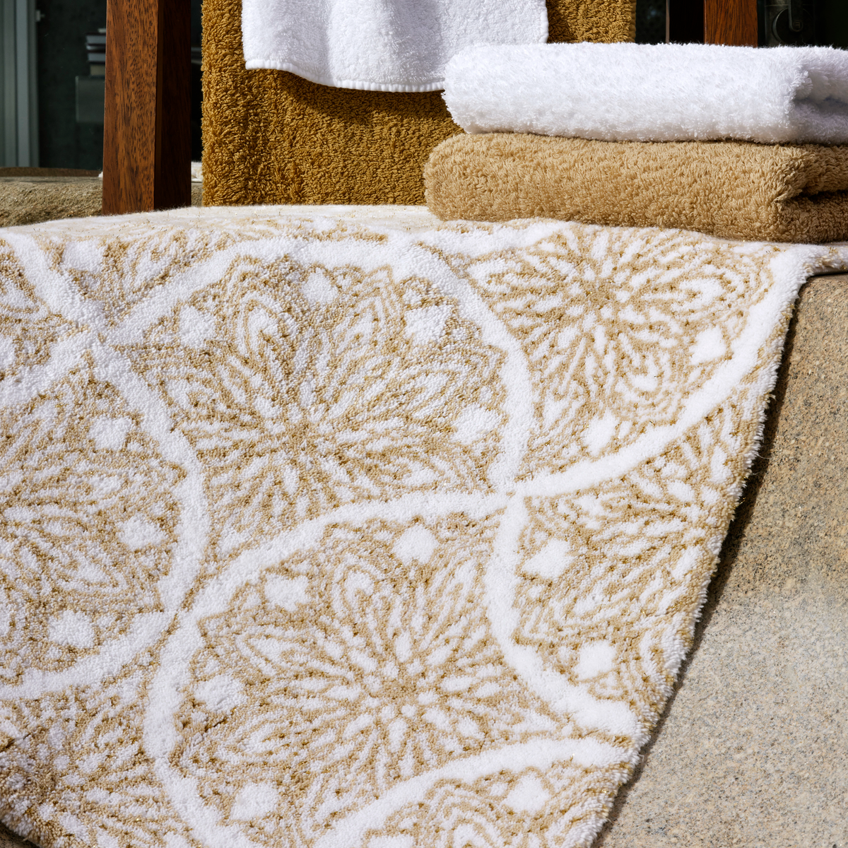Abyss Habidecor Alambra Bath Rug with color matched towels