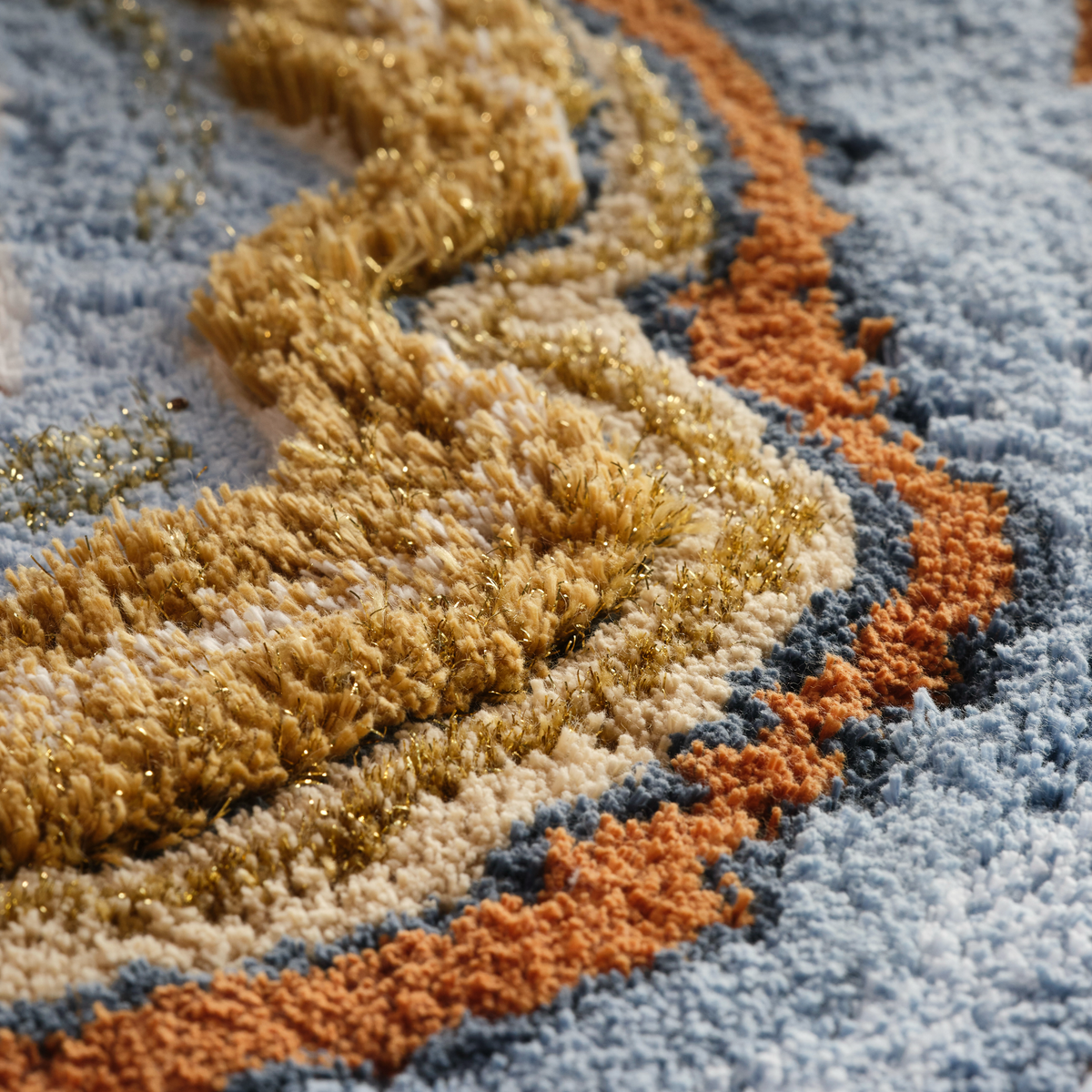 Closeup of Powder Blue colored Abyss Habidecor Celora Bath Rug