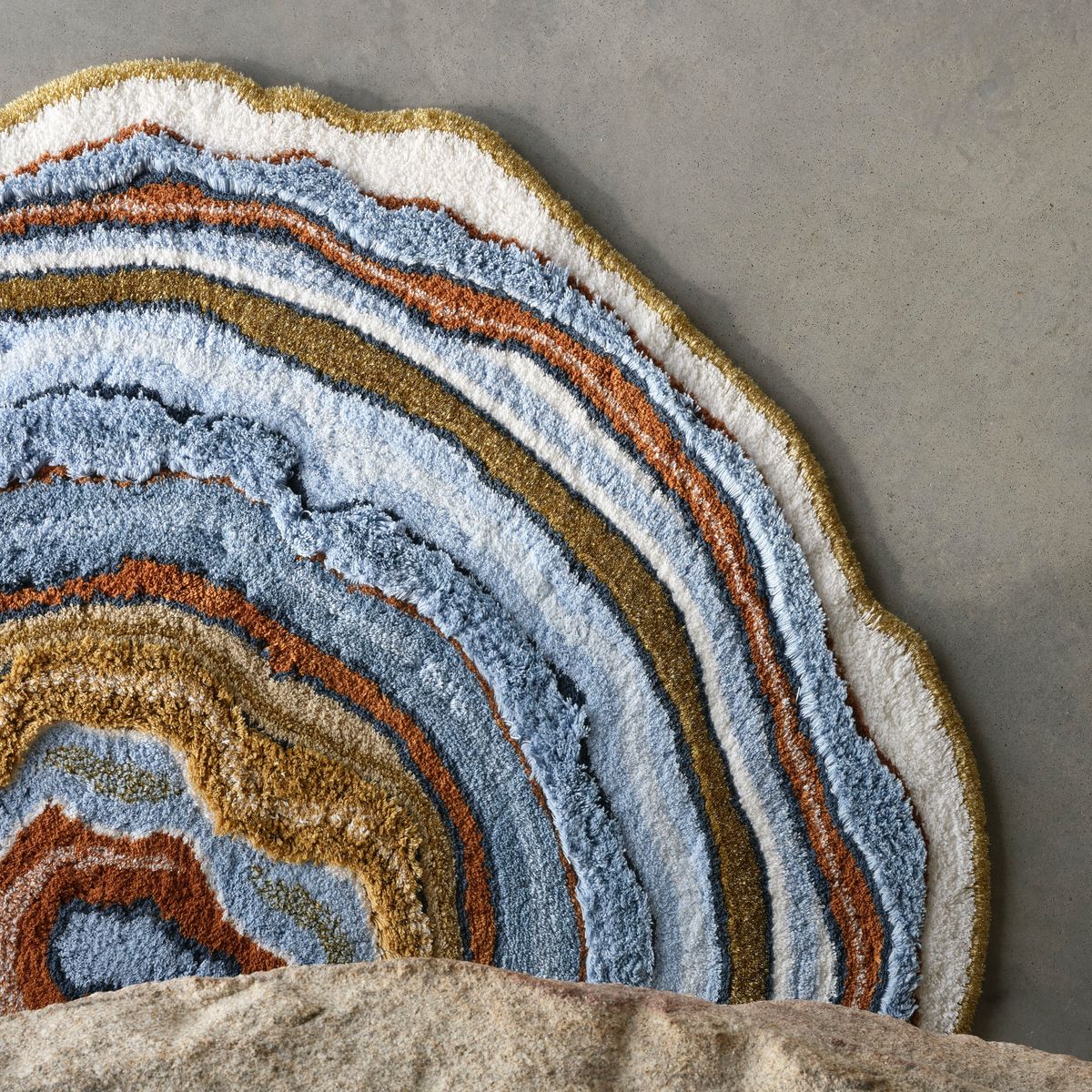 Top view of Powder Blue colored Abyss Habidecor Celora Bath Rug