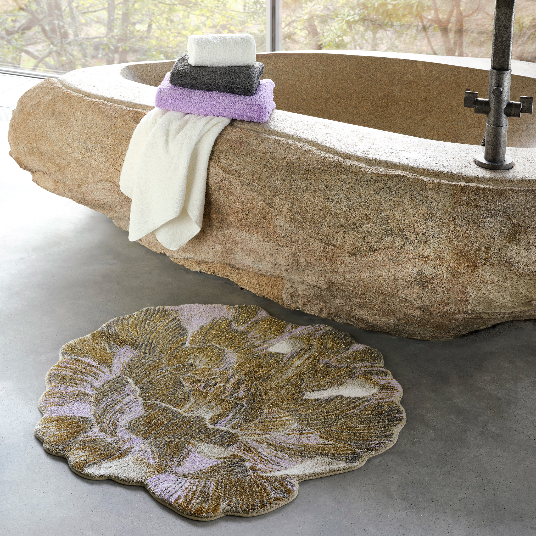 Abyss Habidecor Golda Bath Rug (Gold) | Luxury Bath Rug | FLandB