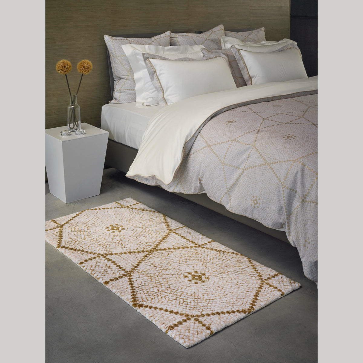 Abyss Habidecor Kery Bath Rug in Gold (800) on Bedroom Floor