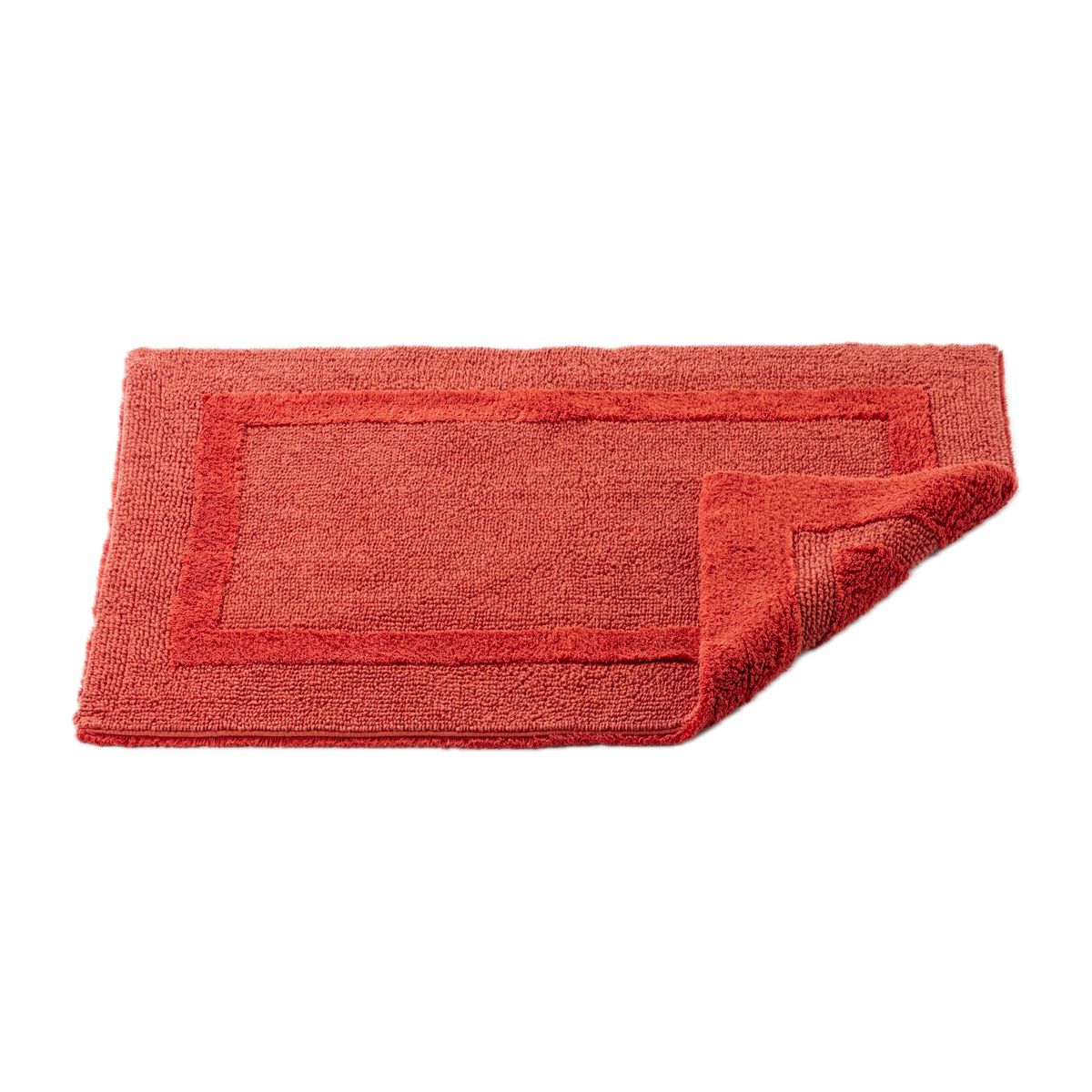 Abyss Habidecor Reversible Bath Rug in Chili Color with Corner Fold