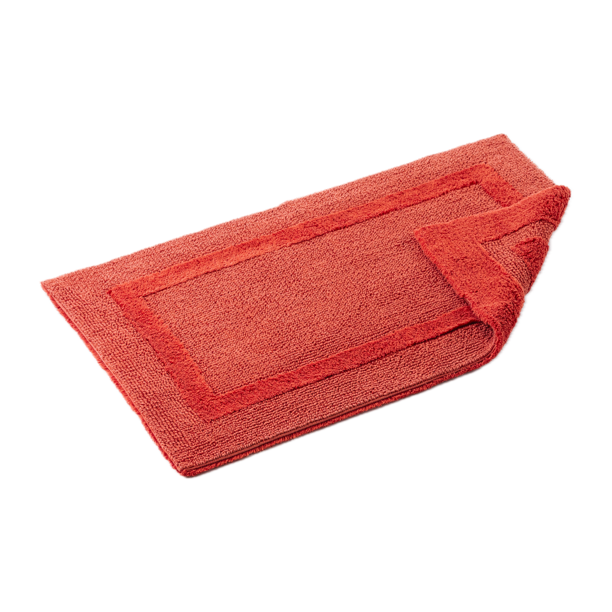 Tilted Image of Abyss Habidecor Reversible Bath Rug in Chili Color