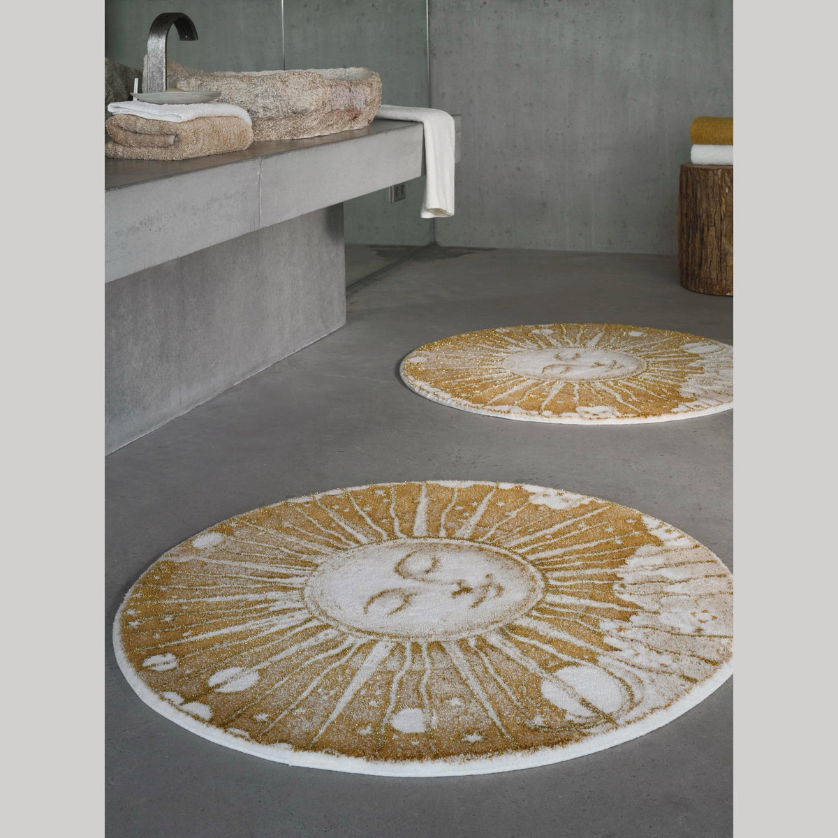 Two Gold (800) Abyss Habidecor Roi Soleil Bath Rug in bathroom