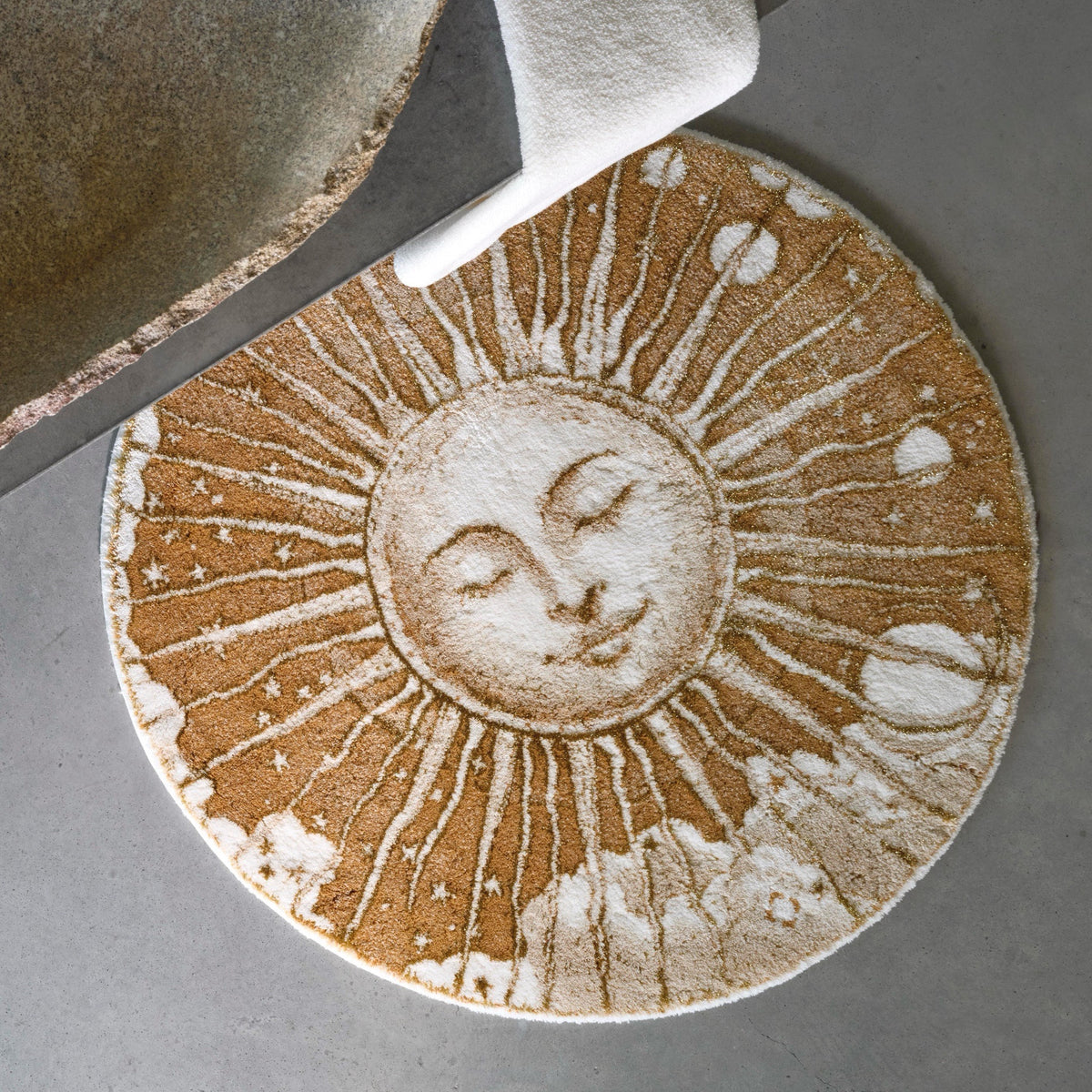 Gold (800) Abyss Habidecor Roi Soleil Bath Rug on bathroom floor