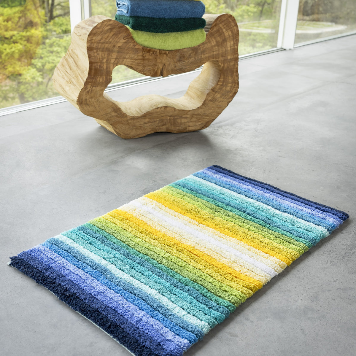 Lifestyle Shot of Abyss Habidecor Santa Cruz Bath Rugs in Color Lagoon (302)