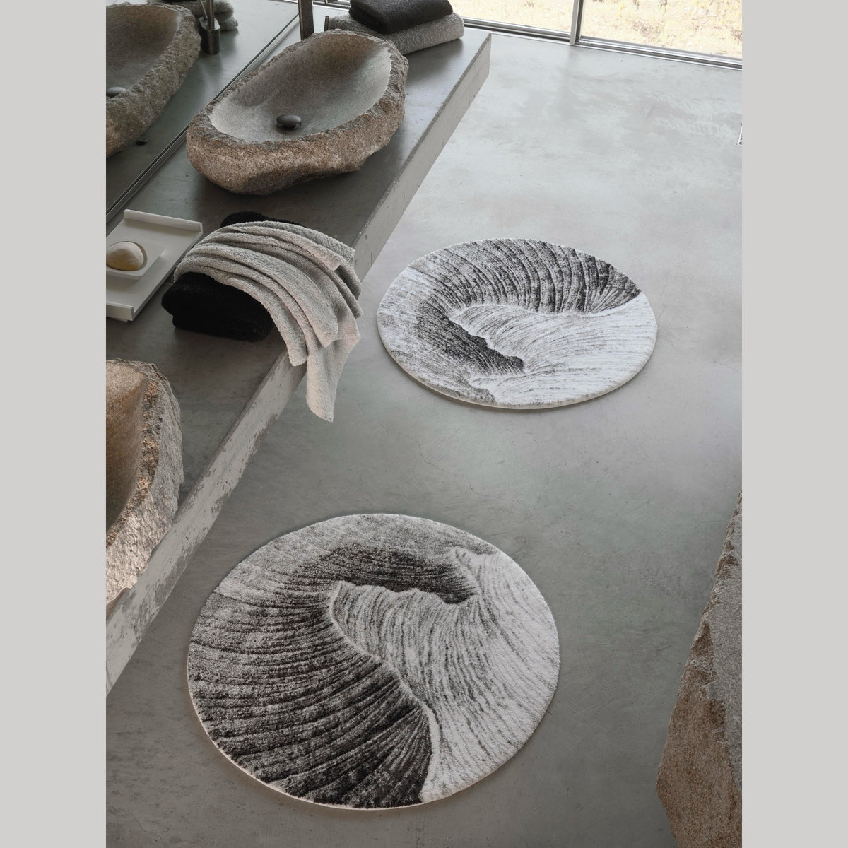 Two Silver (900) Abyss Habidecor Yoji Bath Rugs