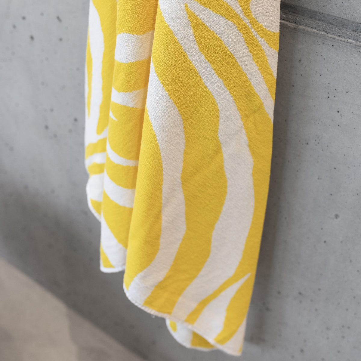 Detailed Shot of Abyss Habidecor Zebra Beach Towels in Color Banane (830)