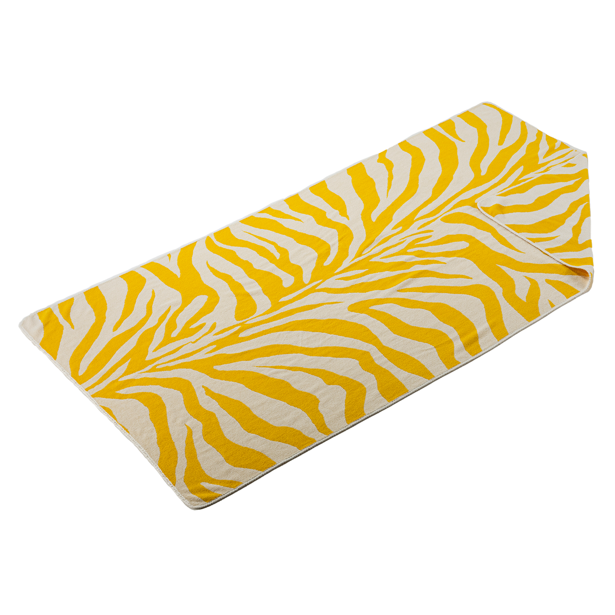 Slant Image of Abyss Habidecor Zebra Beach Towels in Color Banane (830)