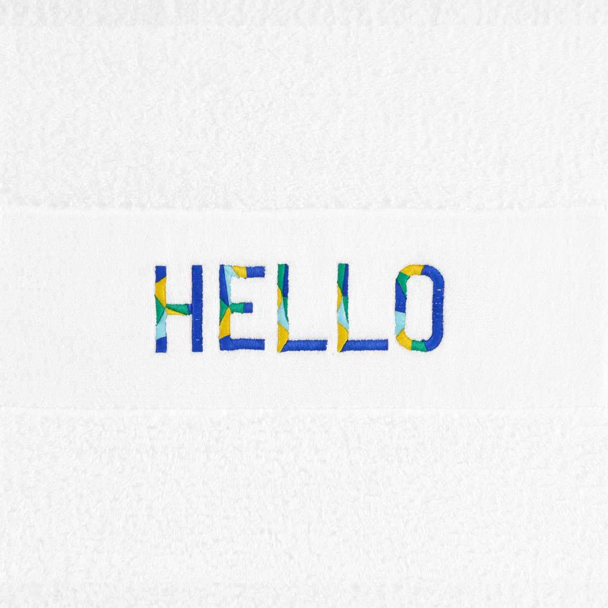 Abyss Hello Embroidered Bath Towels in Marina (304) colors