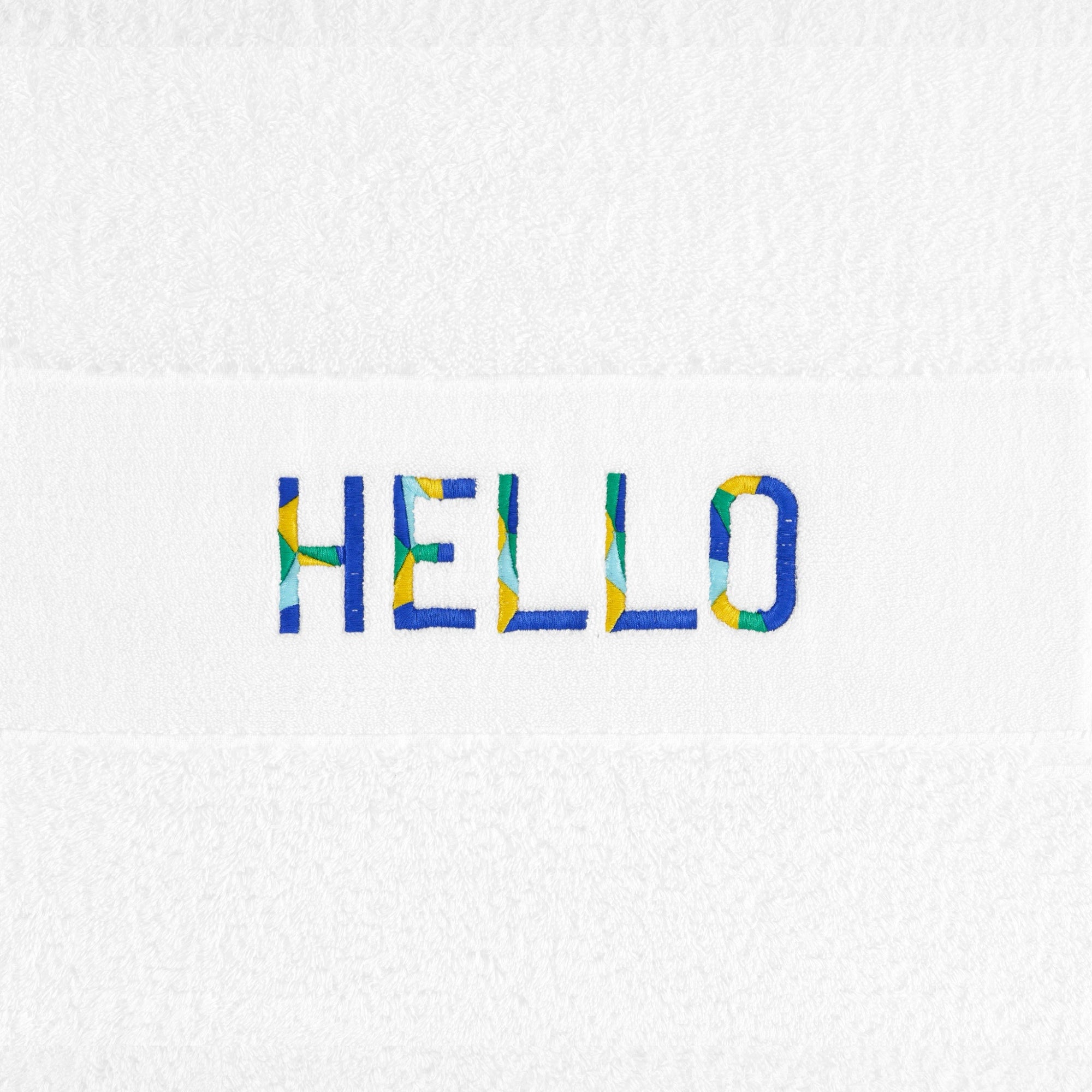 Abyss Hello Embroidered Bath Towels in Marina (304) colors