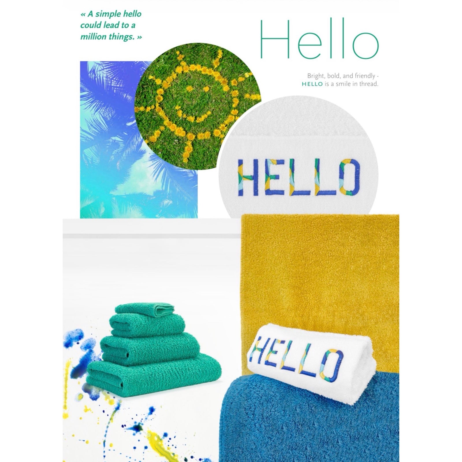 Abyss Hello Embroidered Bath Towels in Marina (304) colors
