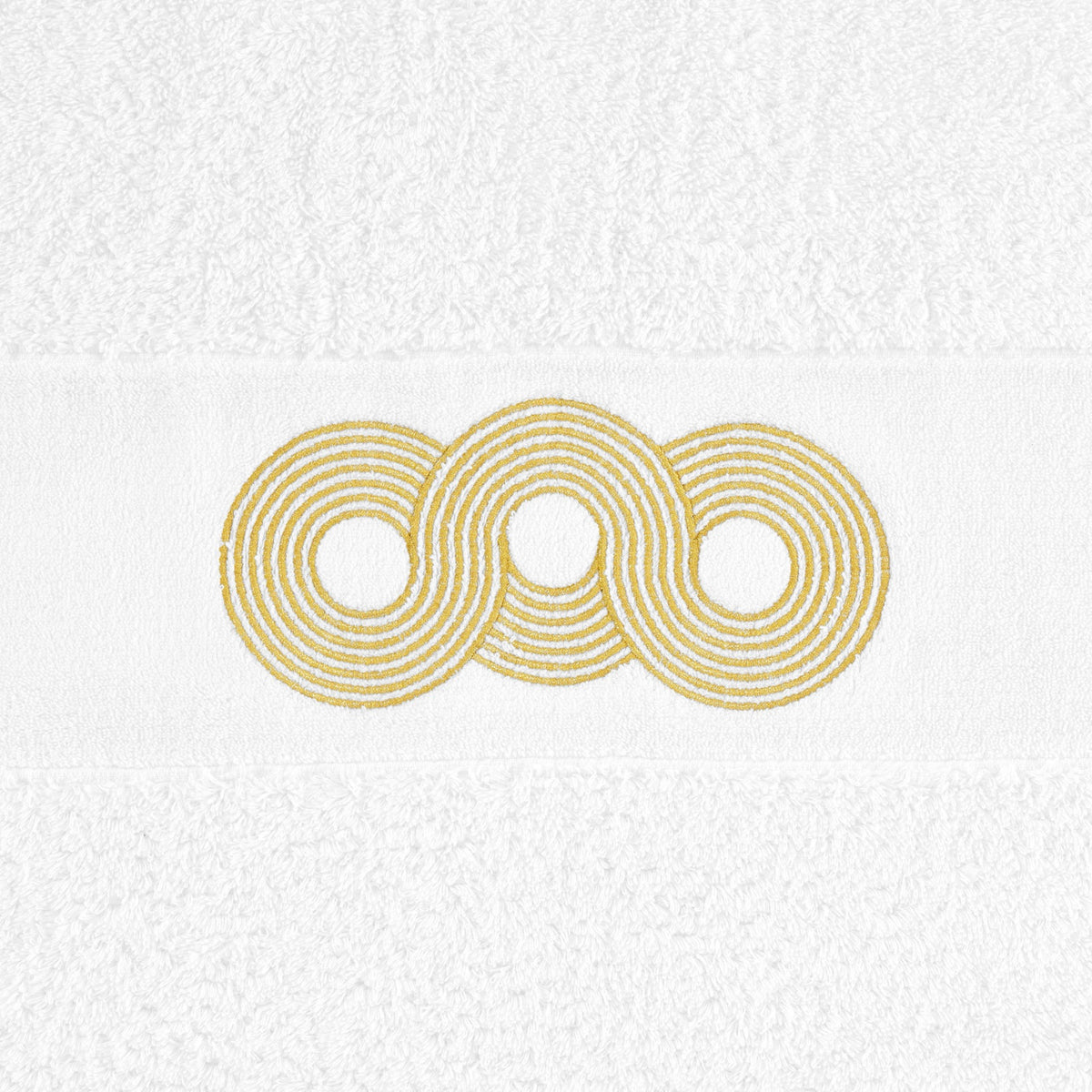 Swatch of Abyss Infinito Embroidered Bath Towels in White/Gold (108)