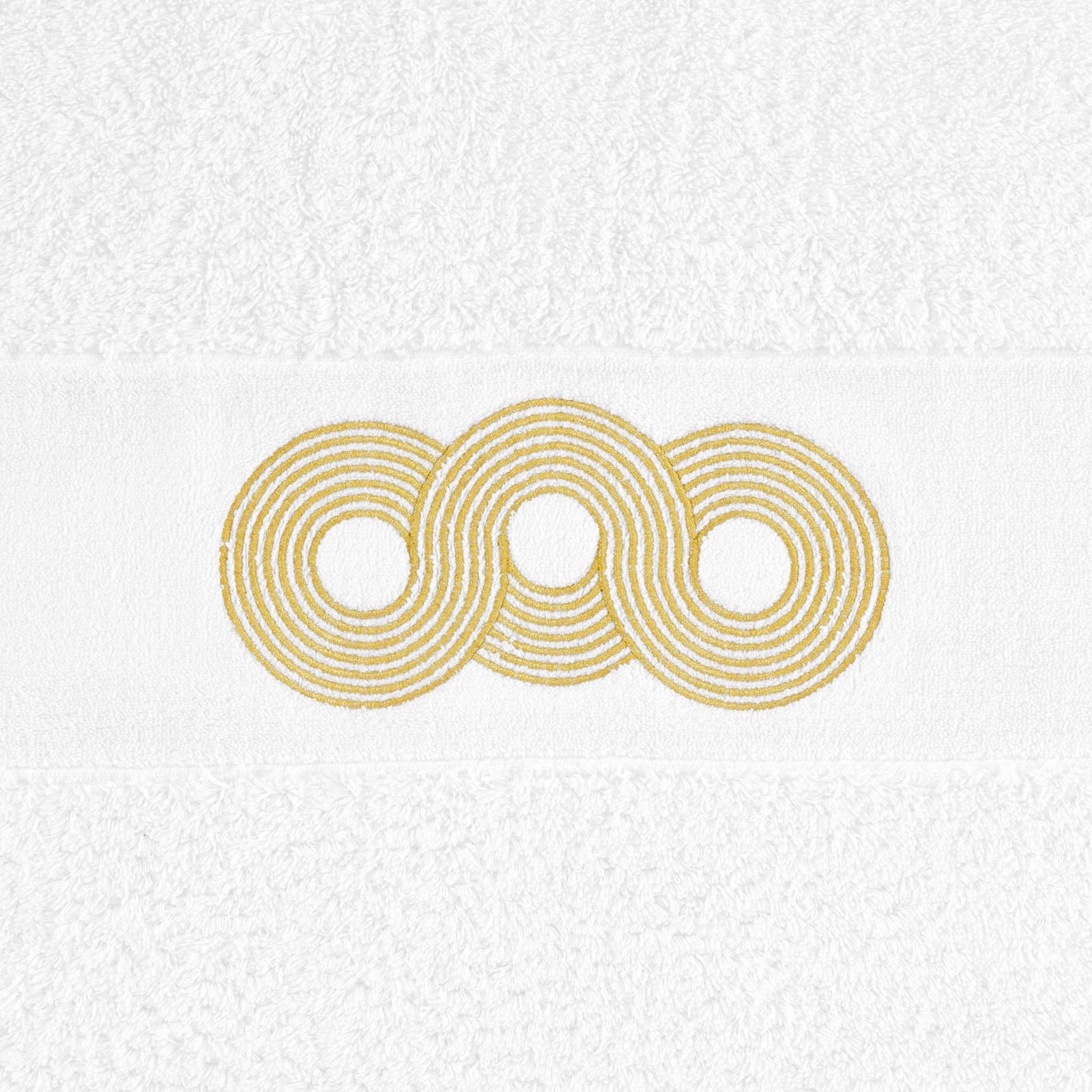 Swatch of Abyss Infinito Embroidered Bath Towels in White/Gold (108)