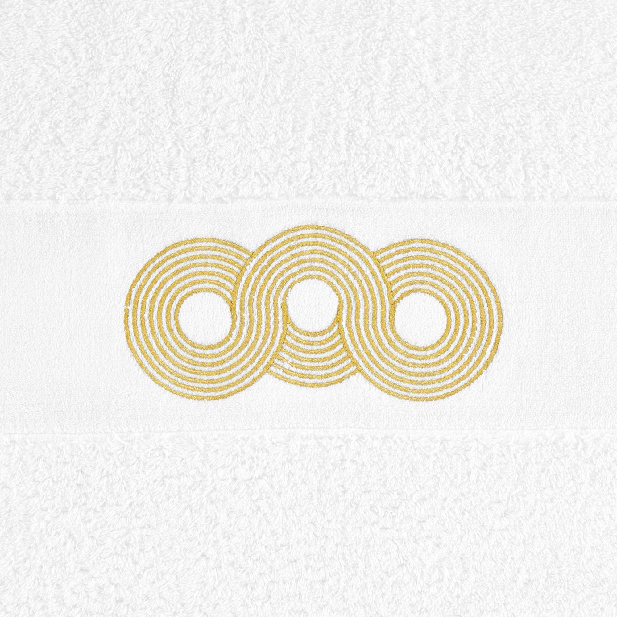 Swatch of Abyss Infinito Embroidered Bath Towels in White/Gold (108)