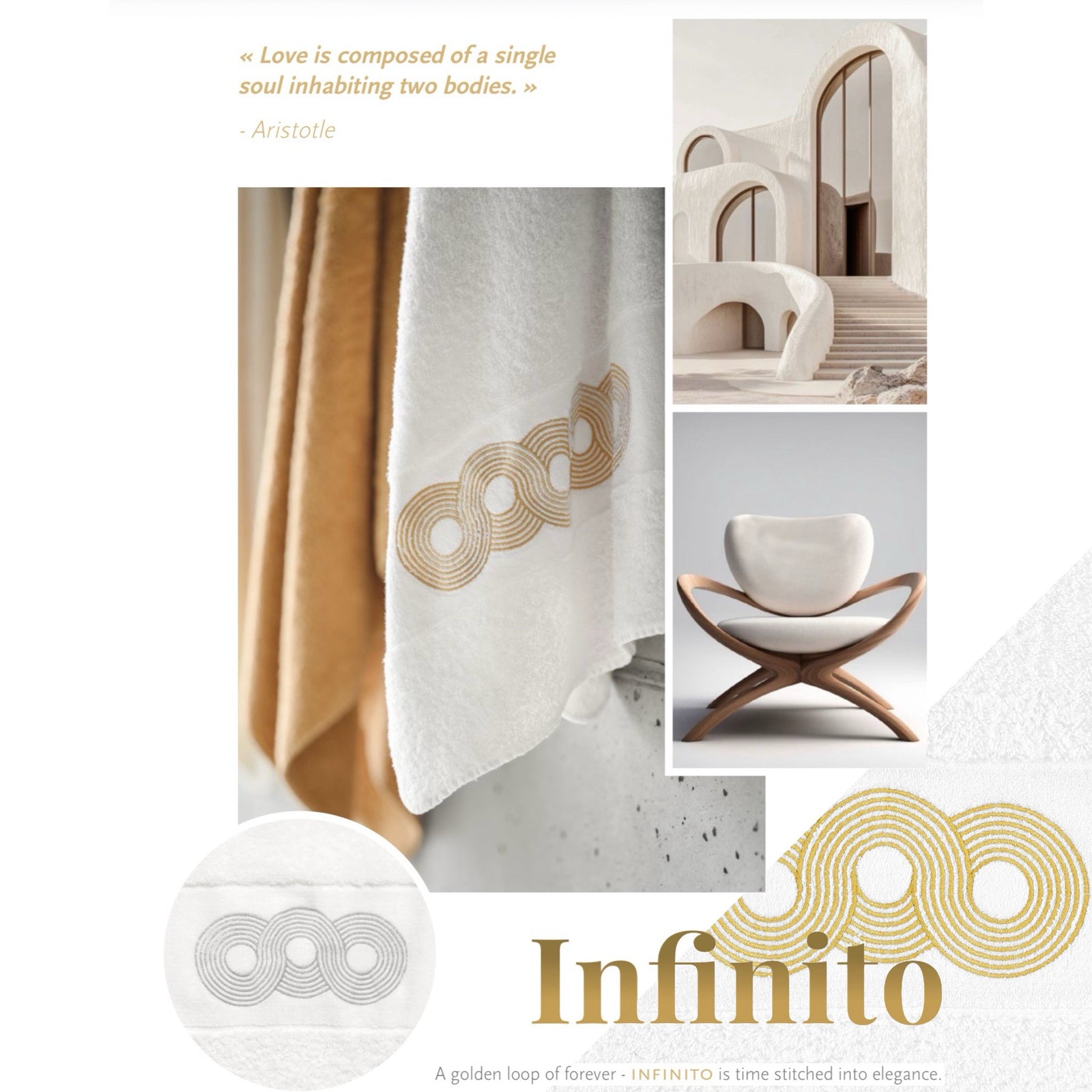 Swatch of Abyss Infinito Embroidered Bath Towels in White/Gold (108)
