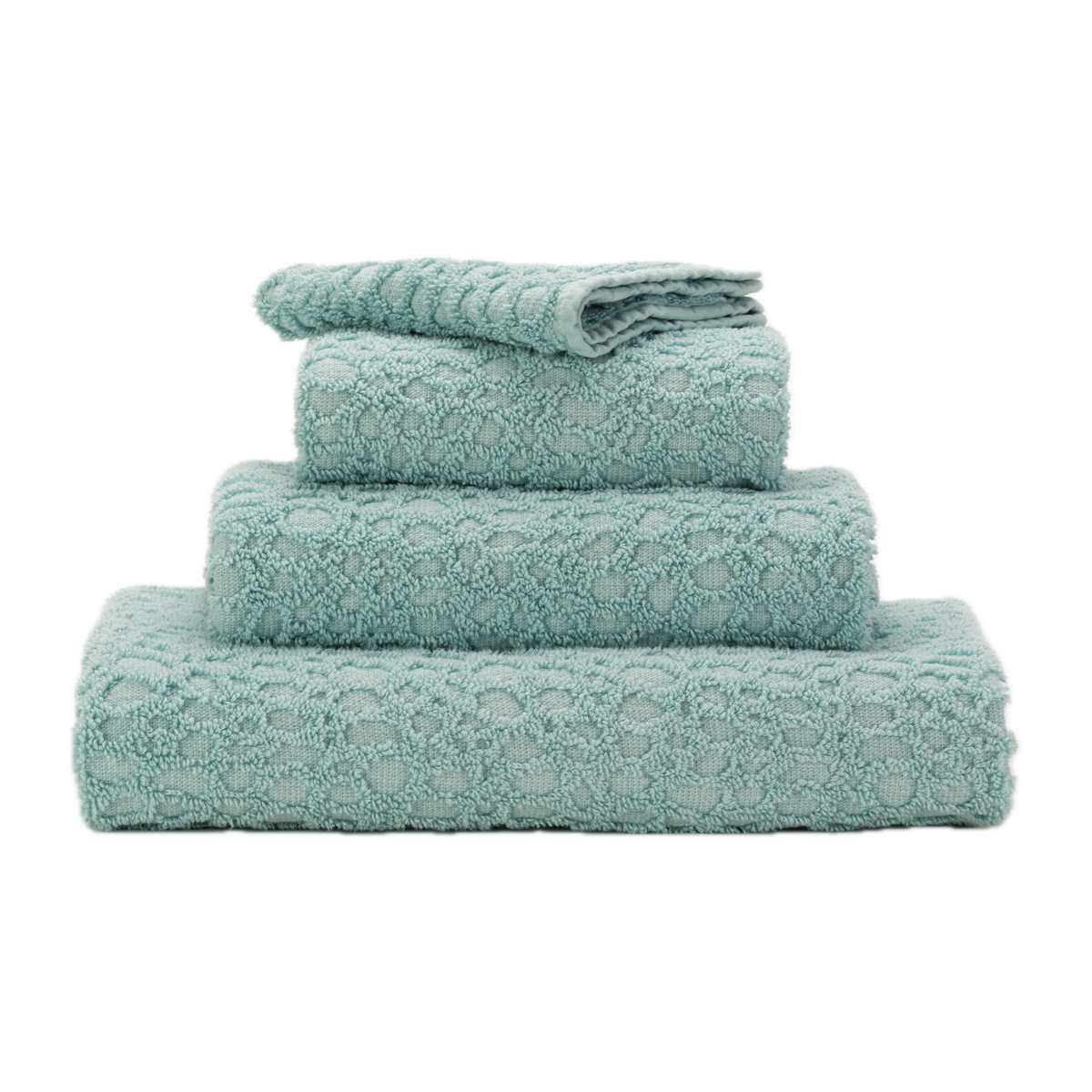 Stack of Abyss Lodge Bath Towels in Ice Color