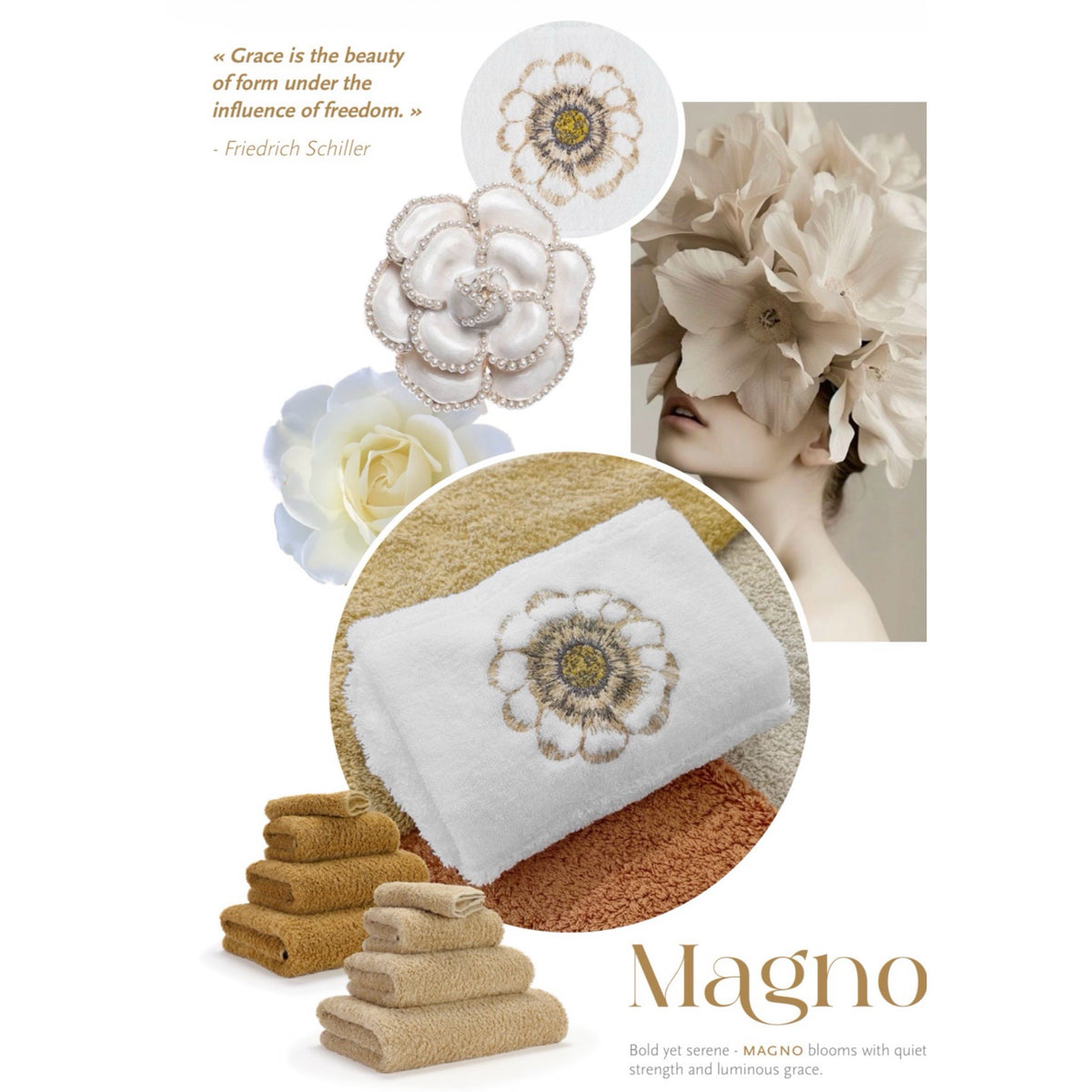 Poster of Abyss Magno Embroidered Bath Towels in Sand (714)