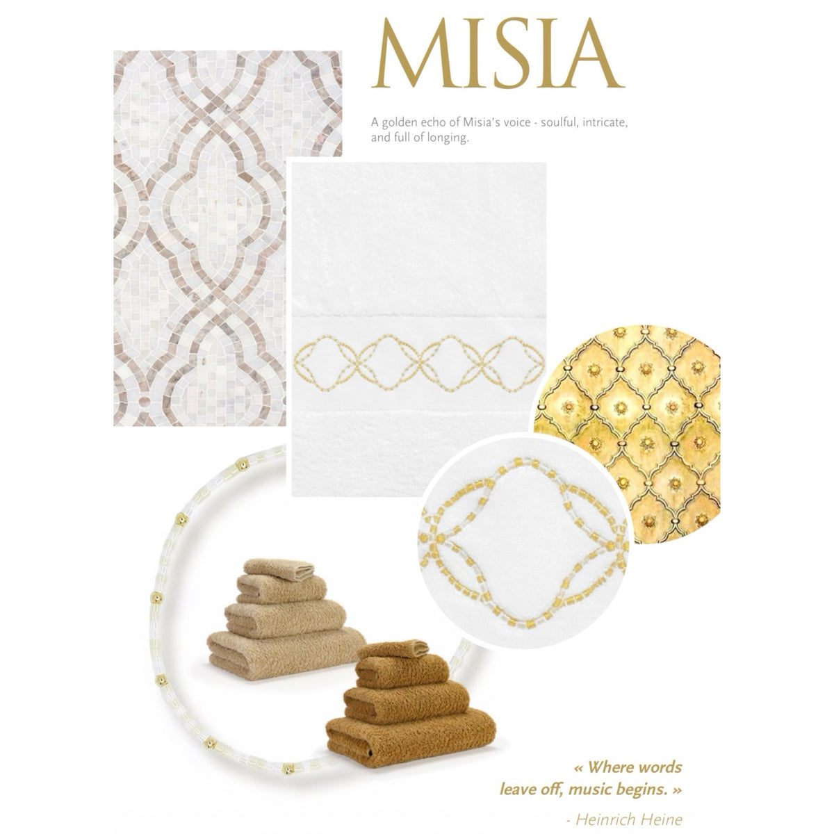 Poster of Abyss Misia Embroidered Bath Towels in Gold and Silver (189)