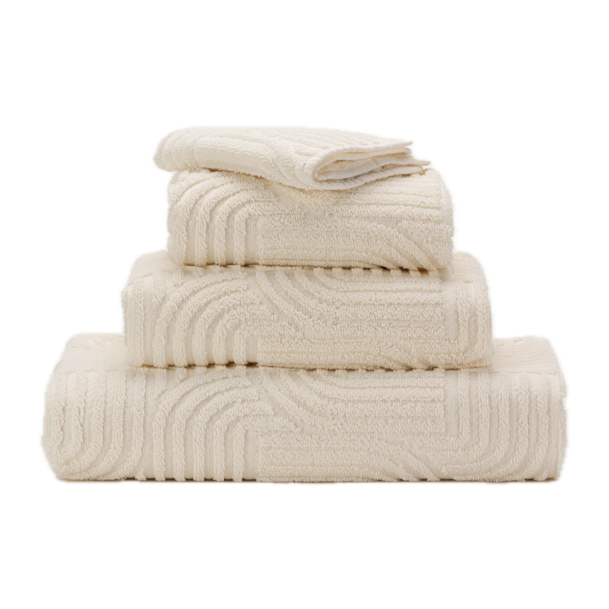 Stack of Abyss Olly Bath Towels in Ivory Color