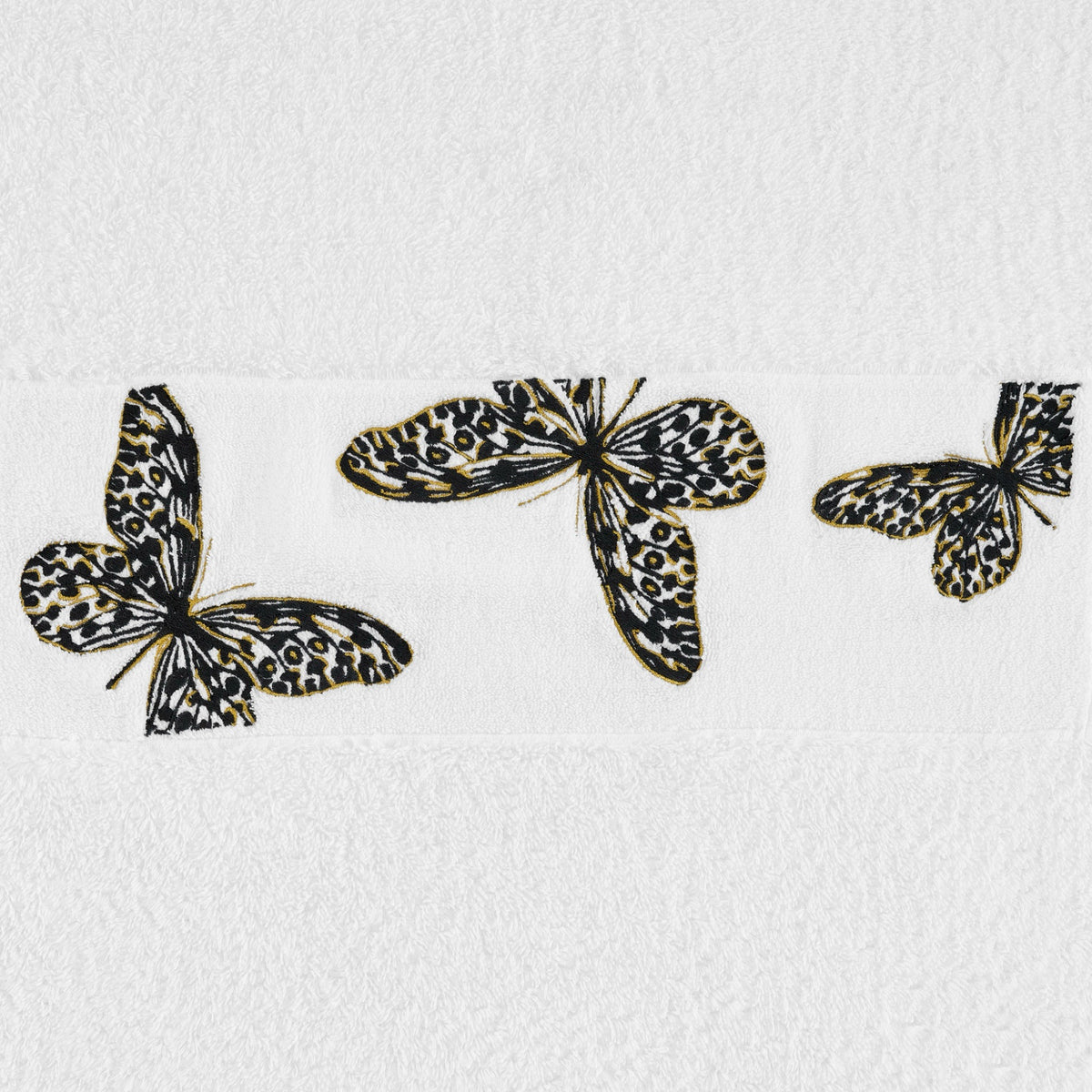 Abyss Papillio Embroidered Bath Towels in Volcan (997) color