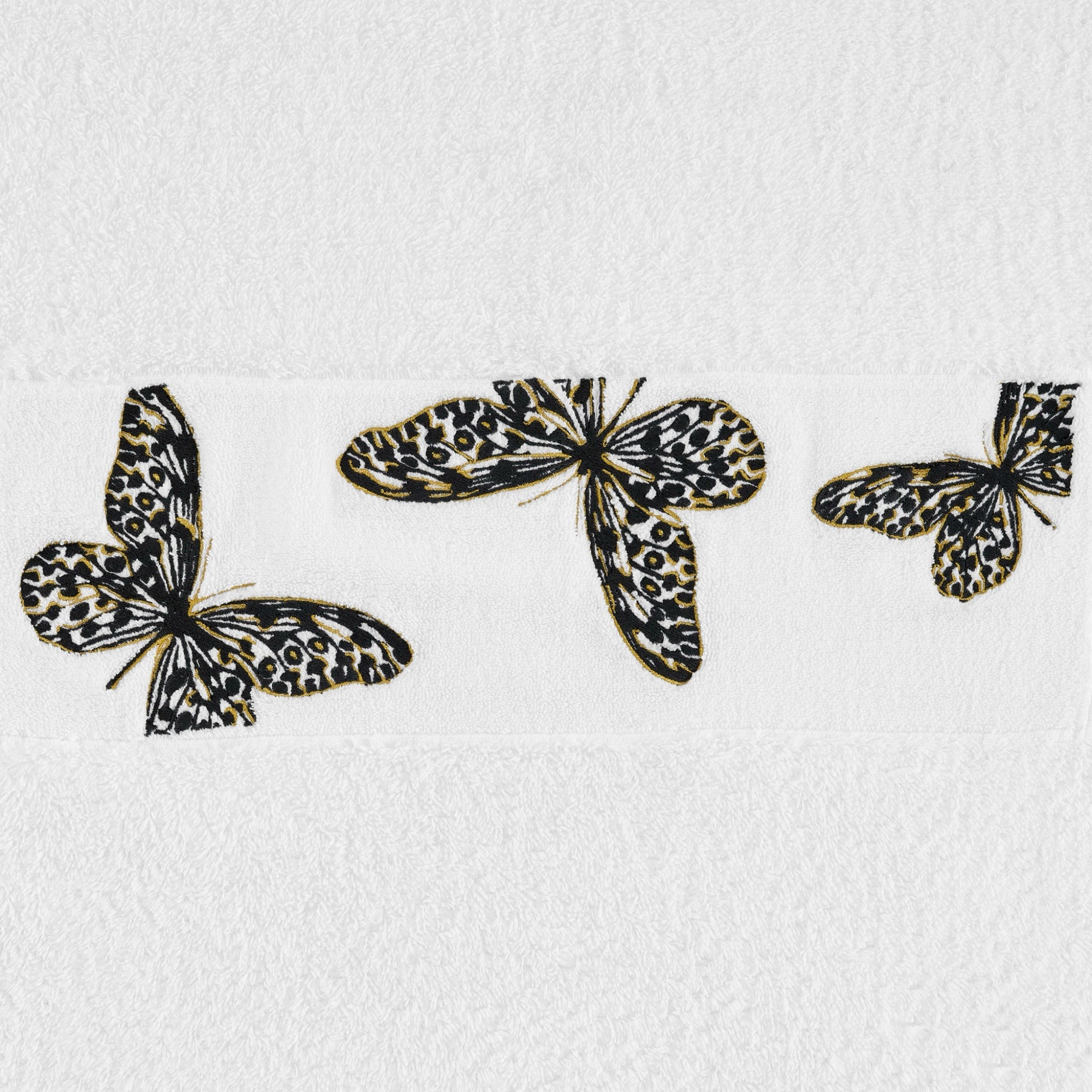 Abyss Papillio Embroidered Bath Towels in Volcan (997) color