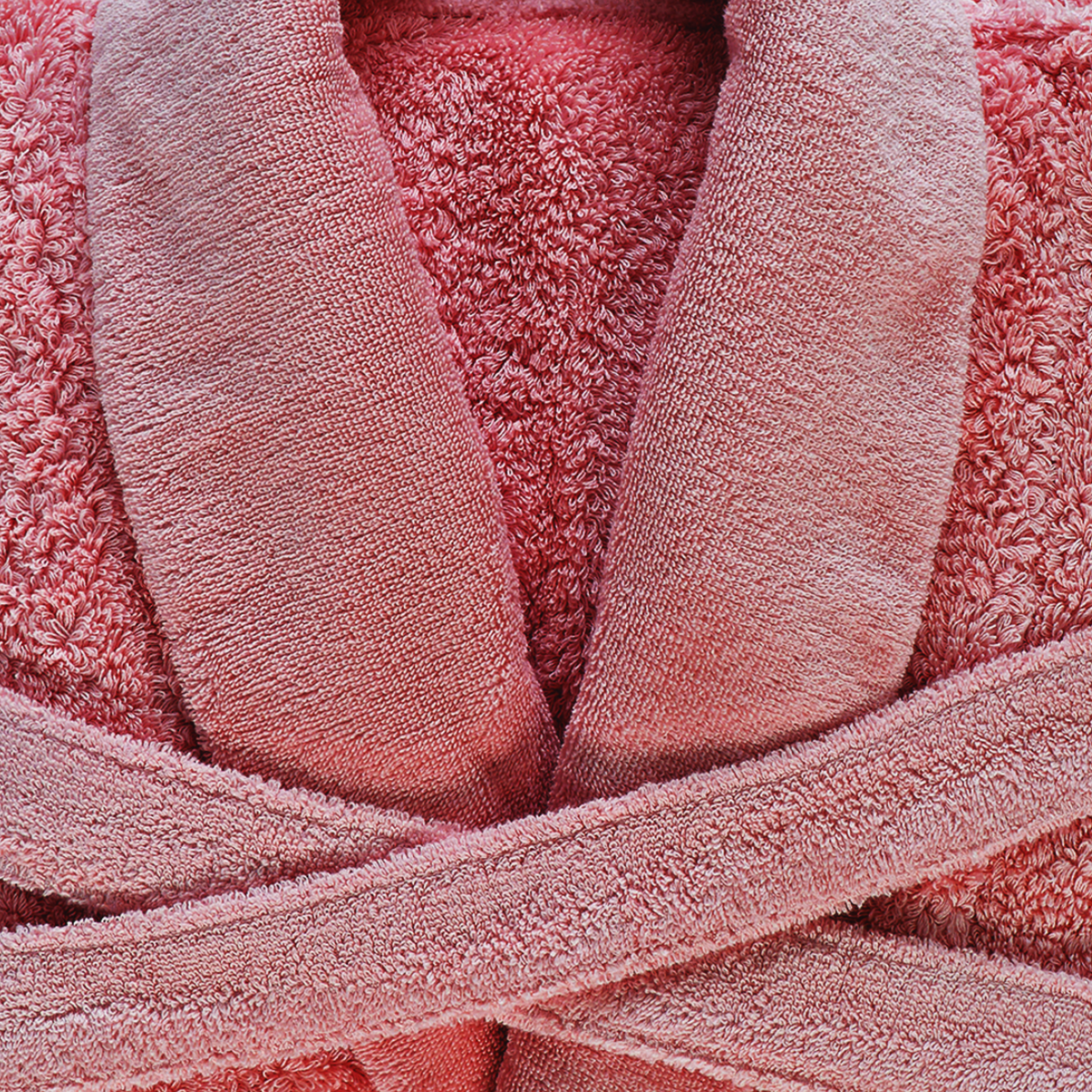 Closeup of Abyss Super Pile Bath Robe Flamingo (573)