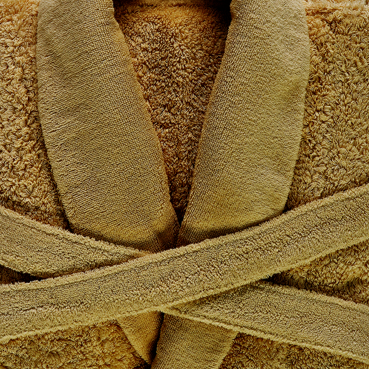 Closeup of Abyss Super Pile Bath Robe Gold (840)