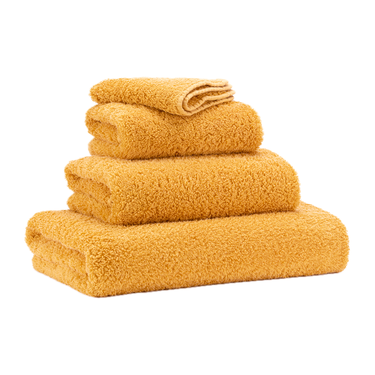 Abyss Super Pile Bath Towels Curcuma Stack Slanted