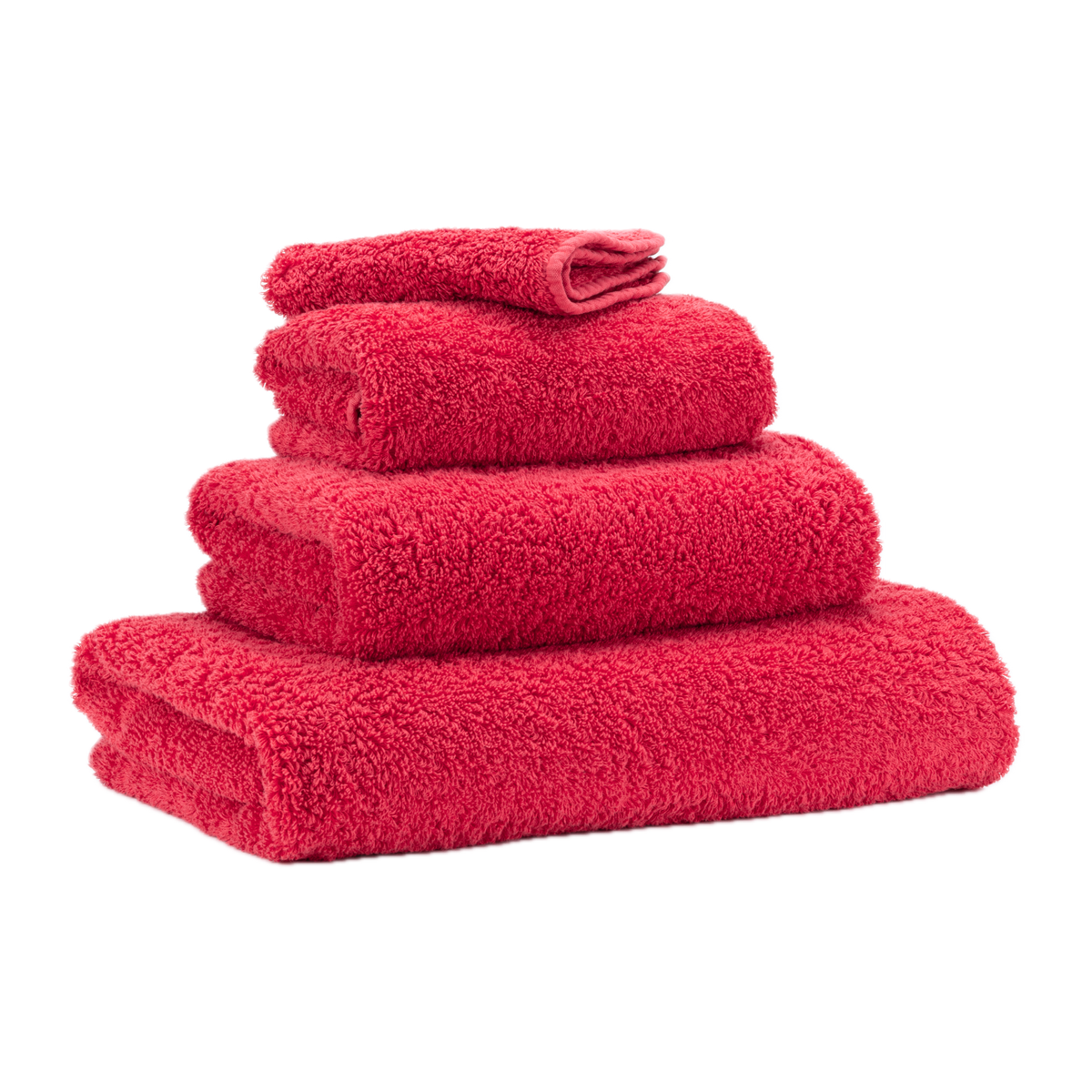 Abyss Super Pile Bath Towels Viva Magenta Stack Slanted