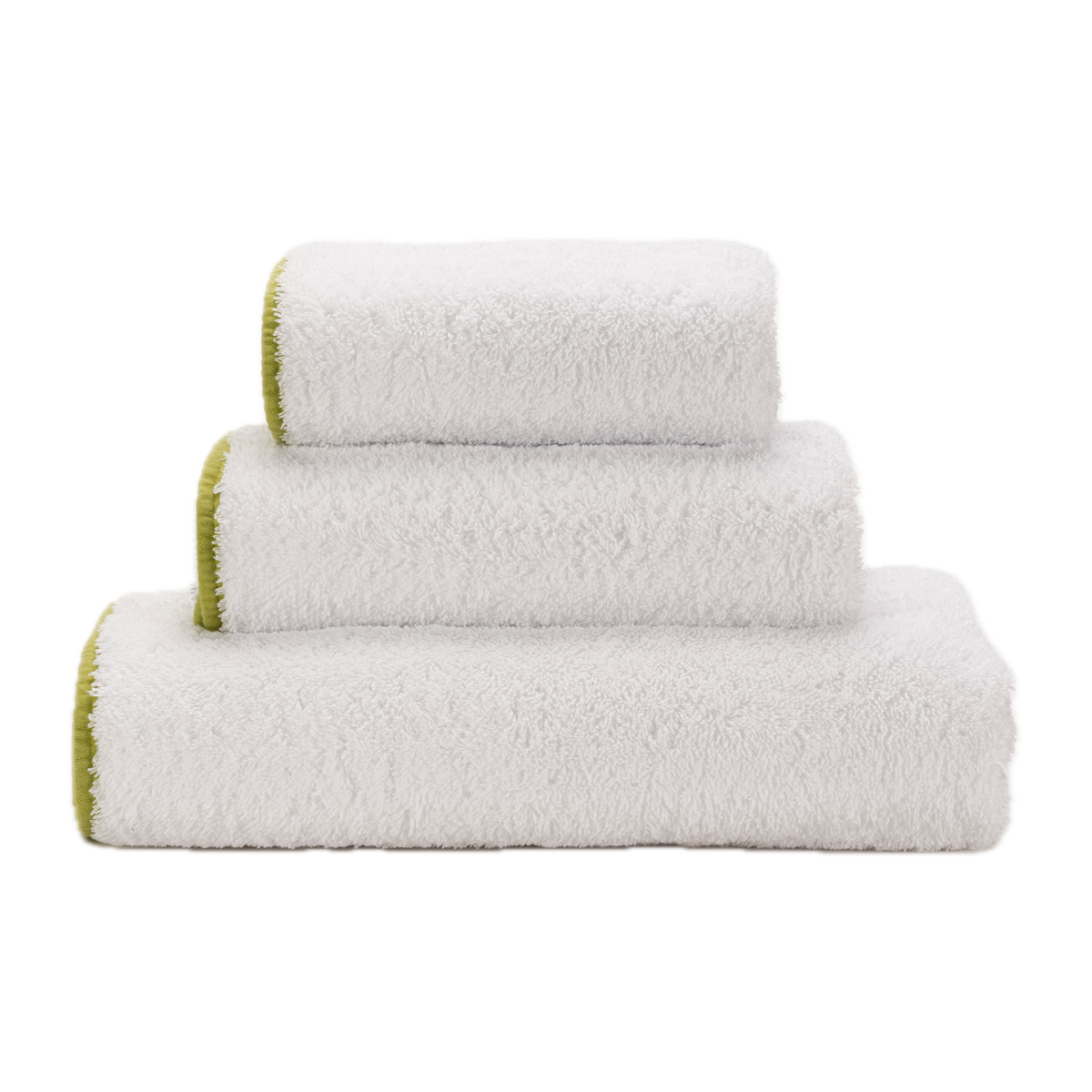 Stack of Abyss Surf Bath Towels in Apple Green Color