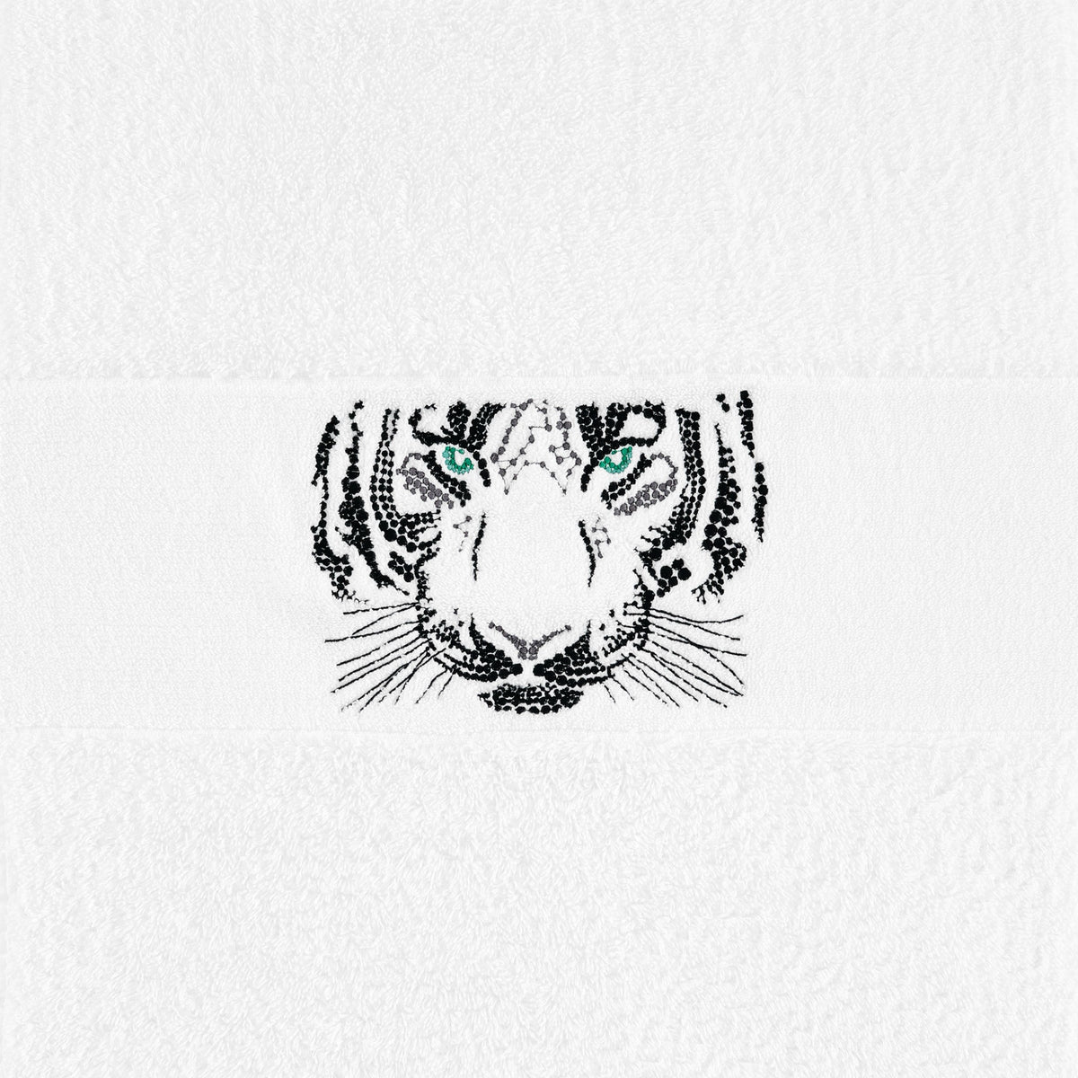 Abyss Tiger Embroidered Bath Towels in Black (990) color