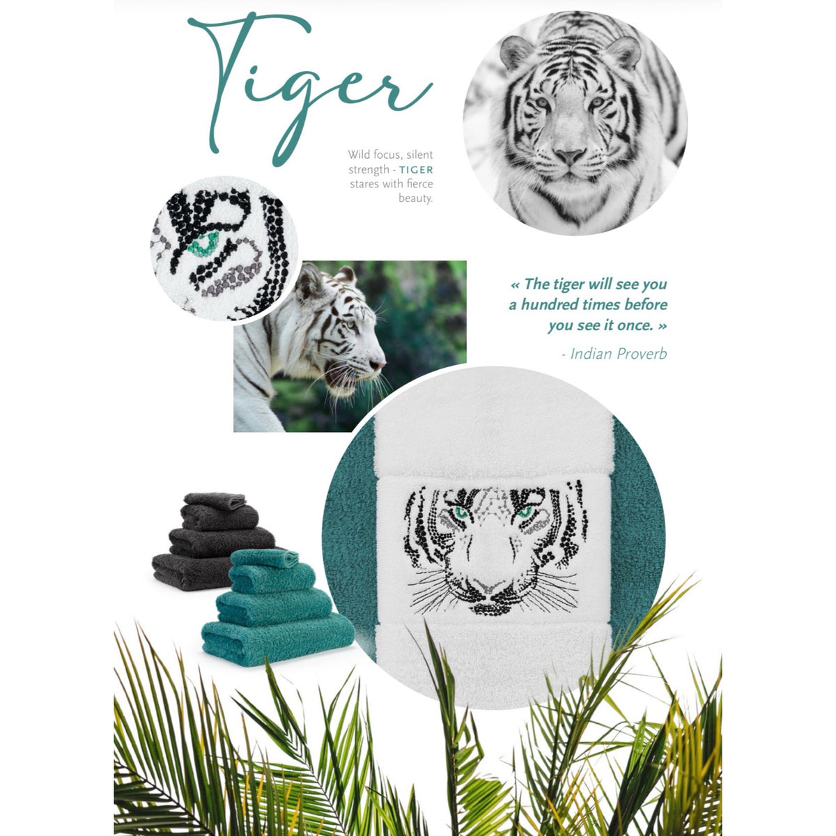 Poster of Abyss Tiger Embroidered Bath Towels in Black (990) color