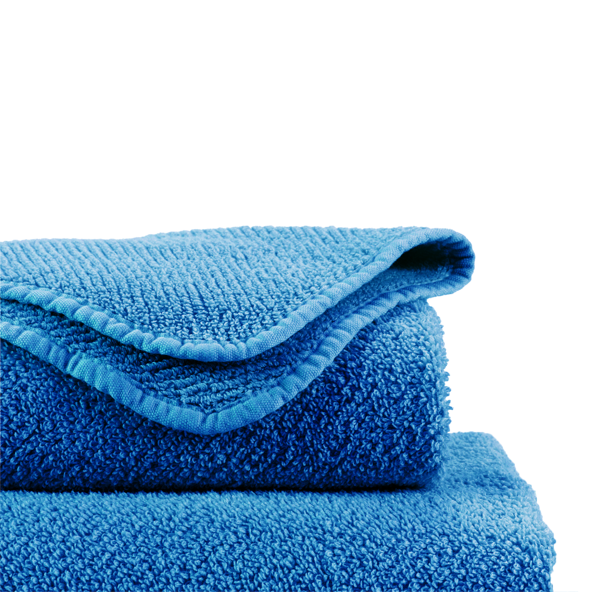 Folded Abyss Twill Bath Towels in Ocean Color