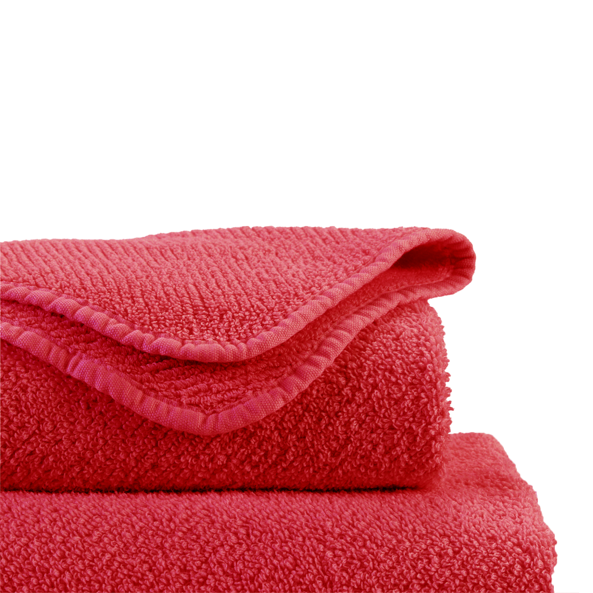 Folded Abyss Twill Bath Towels in Viva Magenta Color