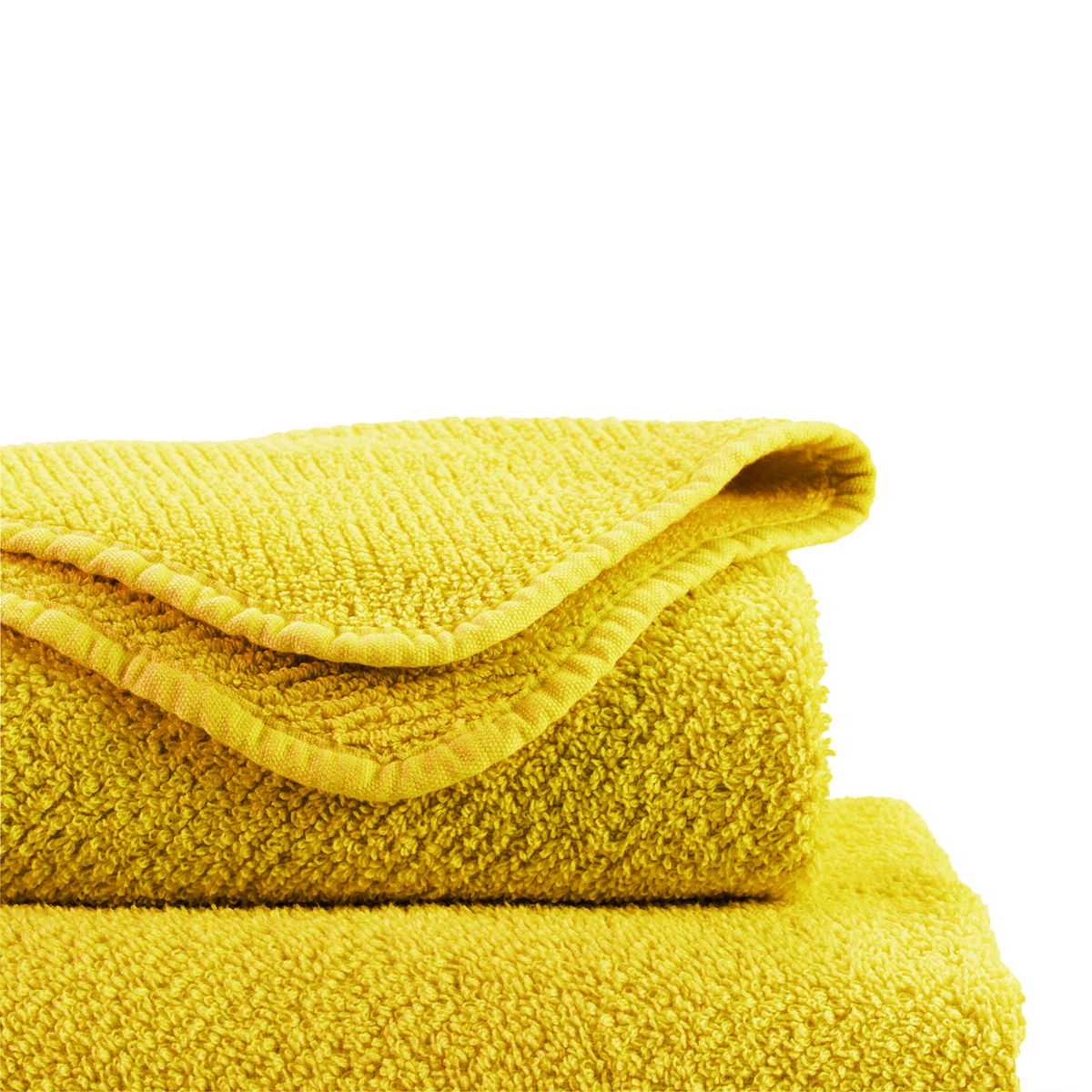 Folded Abyss Twill Bath Towels in Yuzu Color