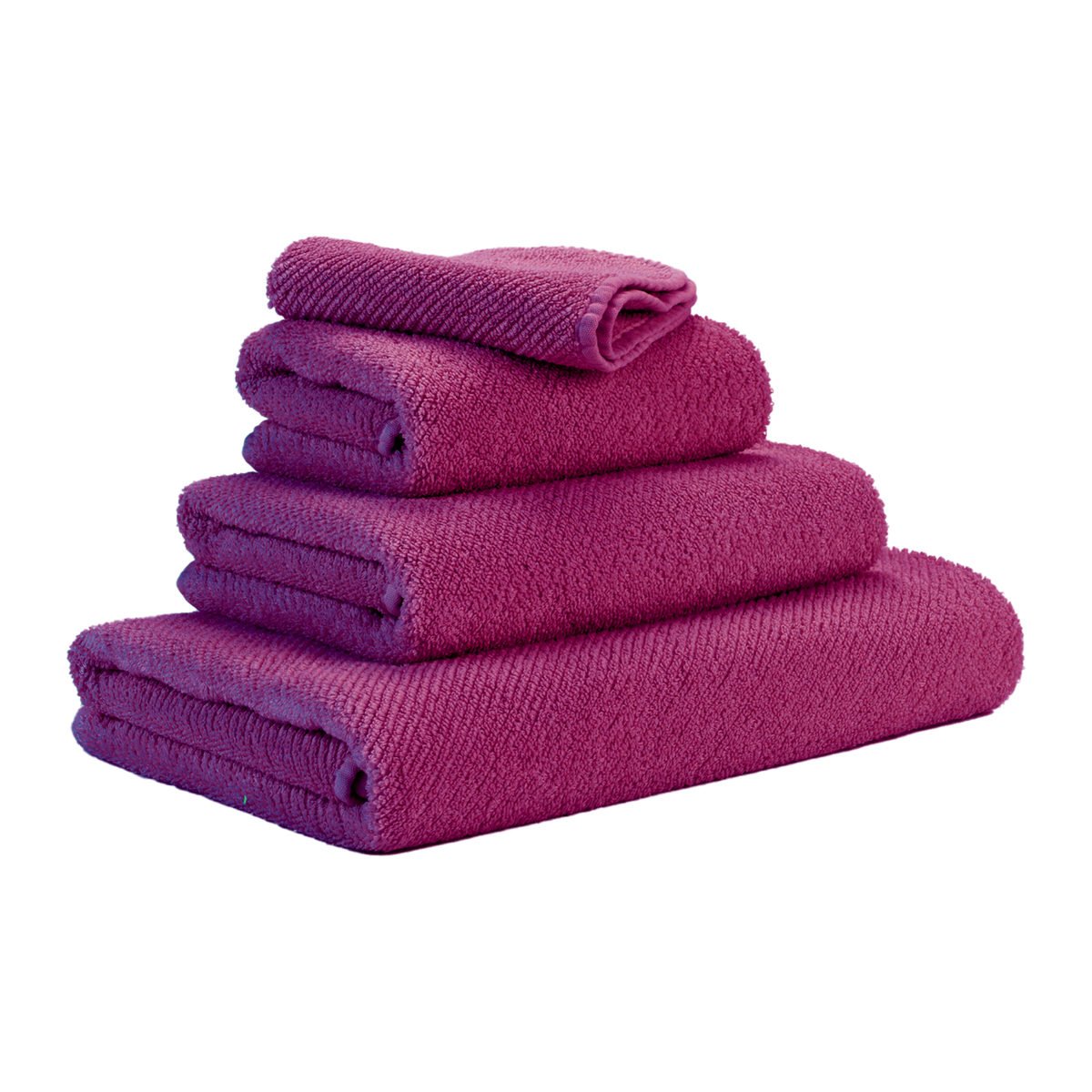 Tilted Stack of Abyss Twill Bath Towels in Baton Rouge Color