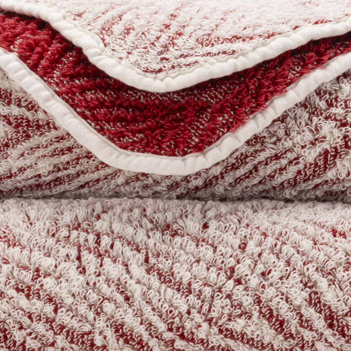 Closeup of Abyss Vasco Bath Towels on Canyon Color