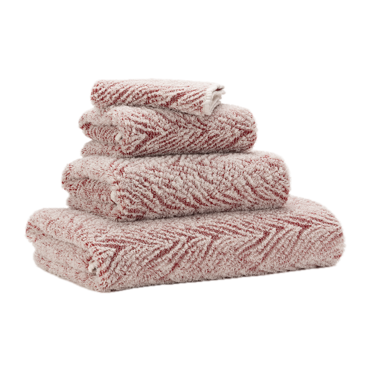 Tilted Stack of Abyss Vasco Bath Towels in Canyon Color