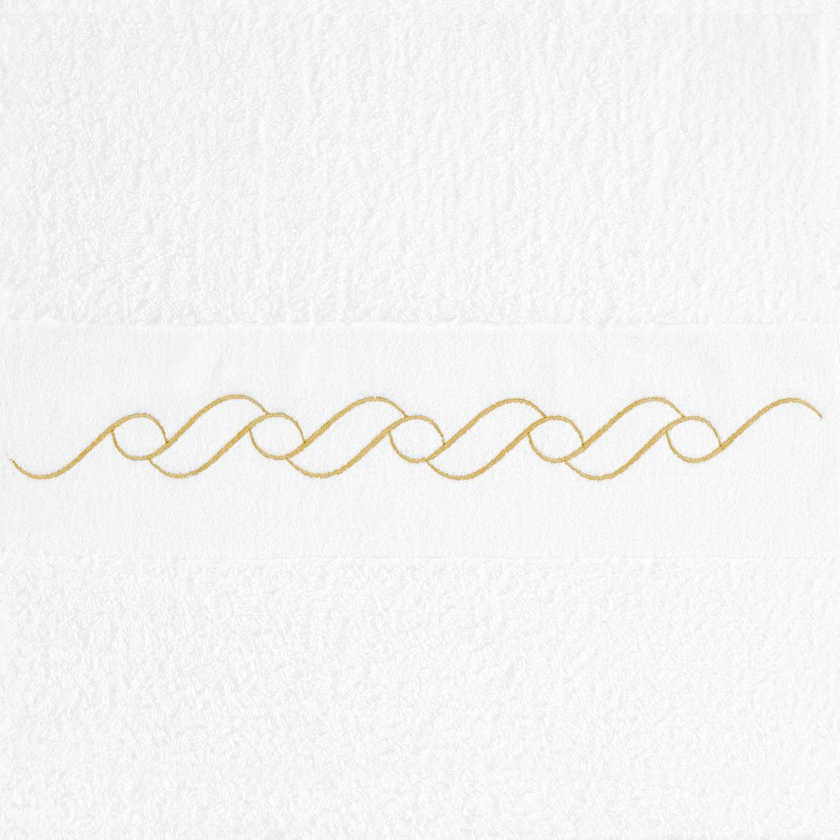 Swatch of Abyss Wave Embroidered Bath Towels in White/Gold (108)