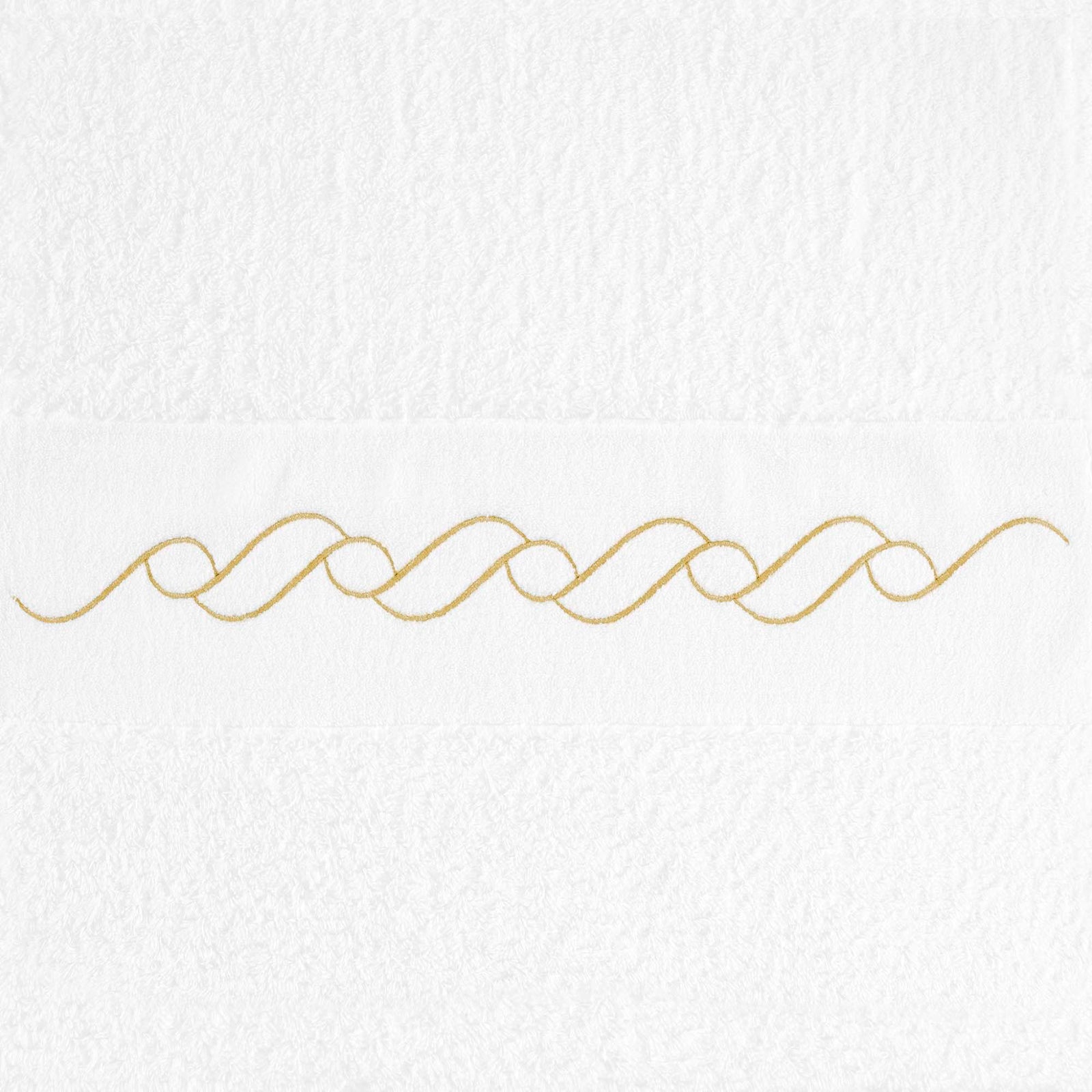 Swatch of Abyss Wave Embroidered Bath Towels in White/Gold (108)