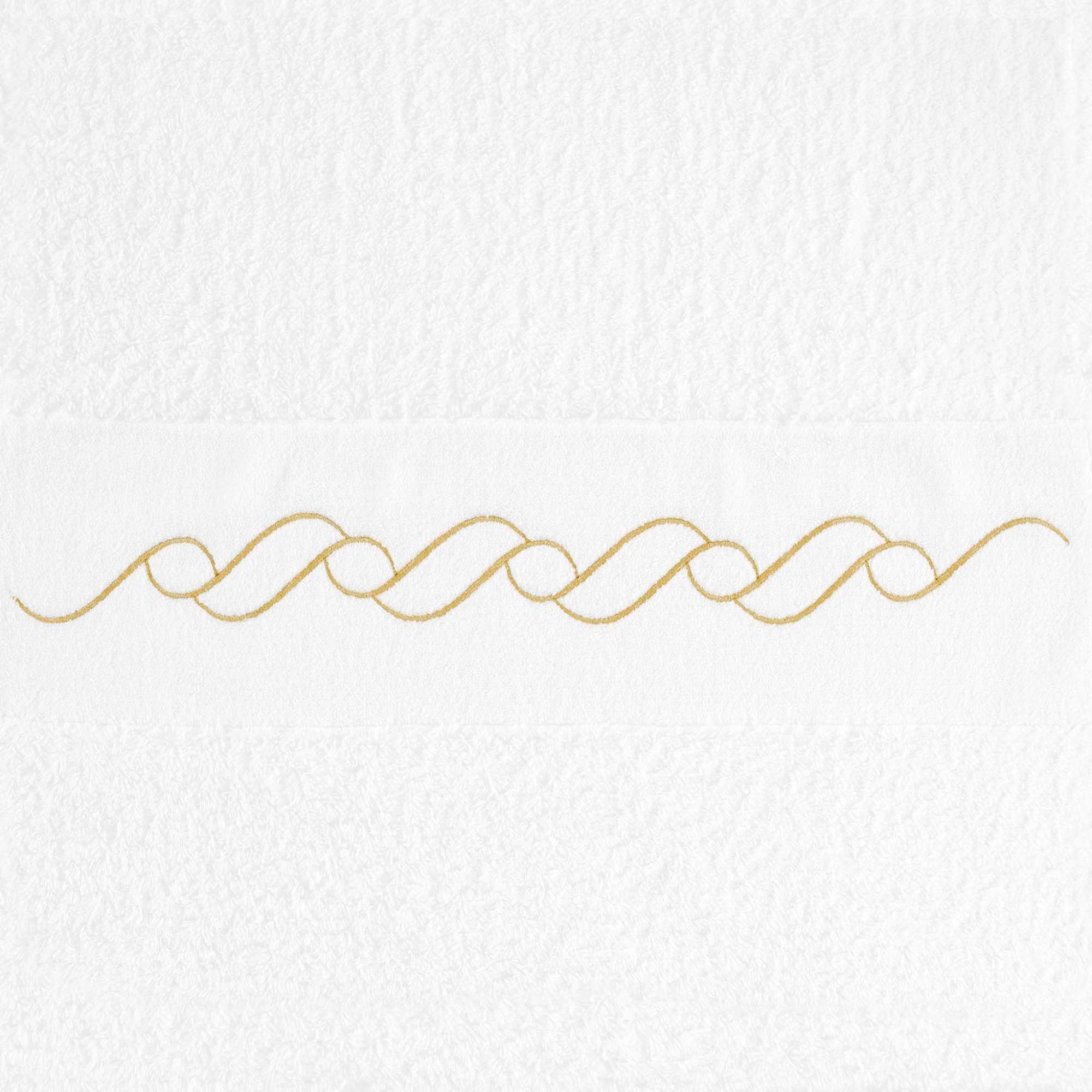 Swatch of Abyss Wave Embroidered Bath Towels in White/Gold (108)